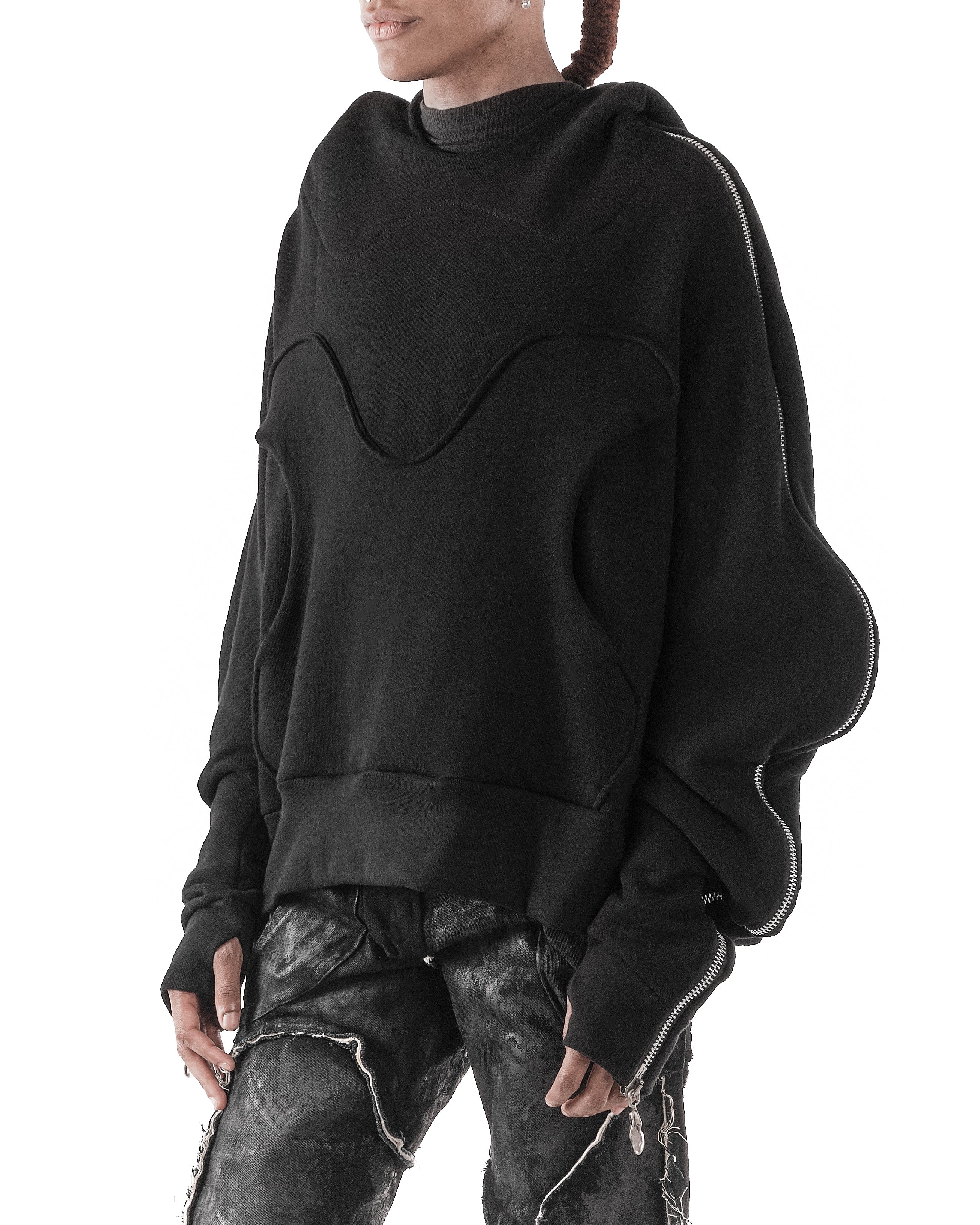 BLACK METAMORPHIC  BUBBLE HOODIE