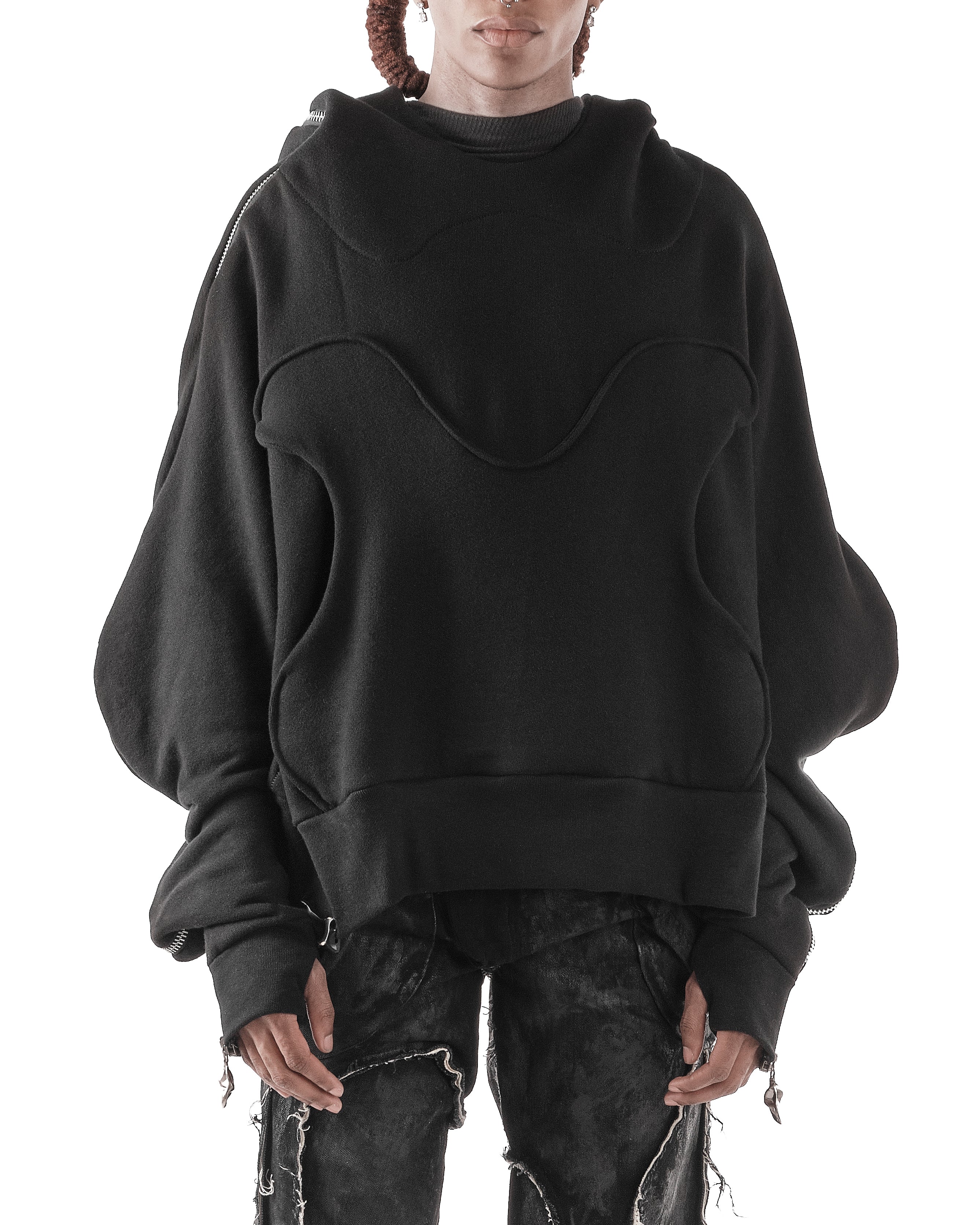 BLACK METAMORPHIC  BUBBLE HOODIE