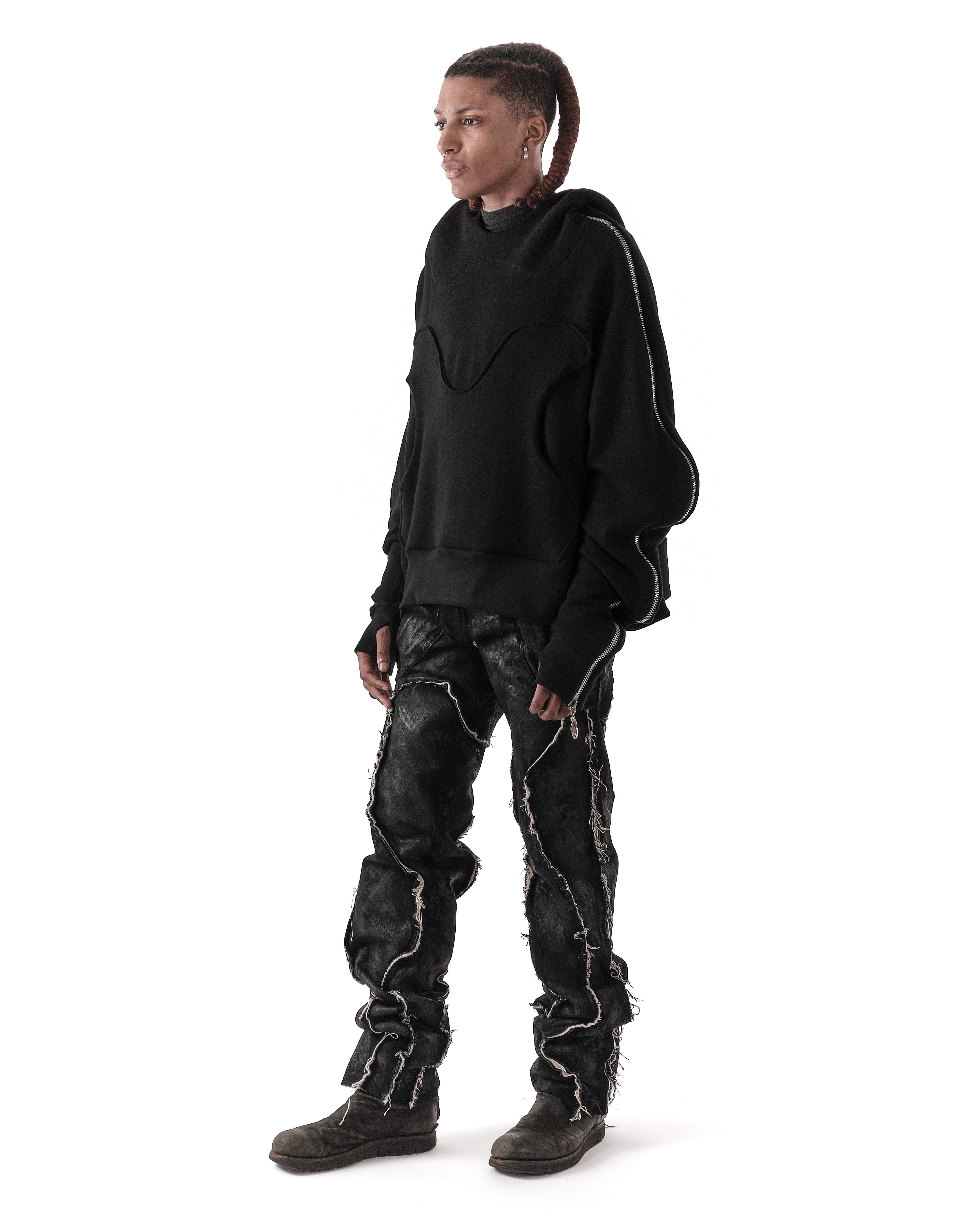 BLACK METAMORPHIC  BUBBLE HOODIE