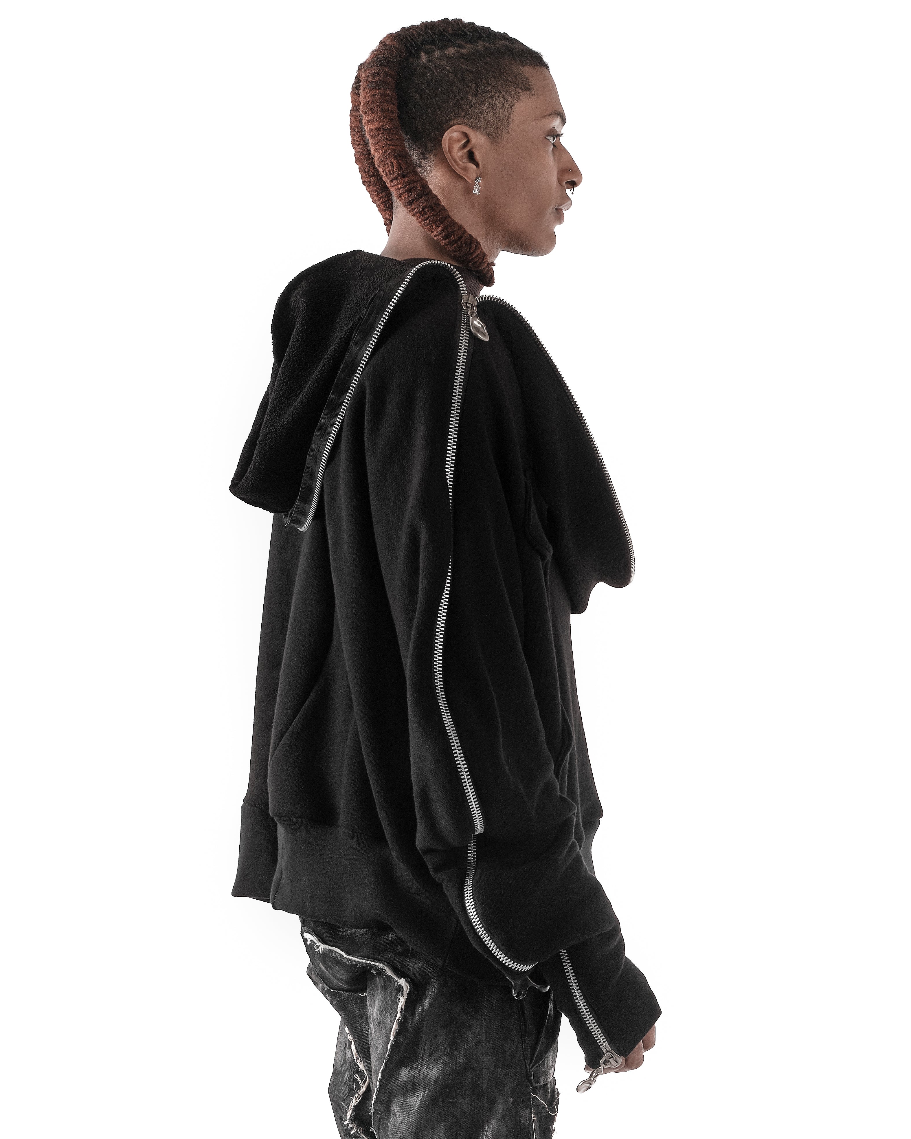 BLACK METAMORPHIC  BUBBLE HOODIE
