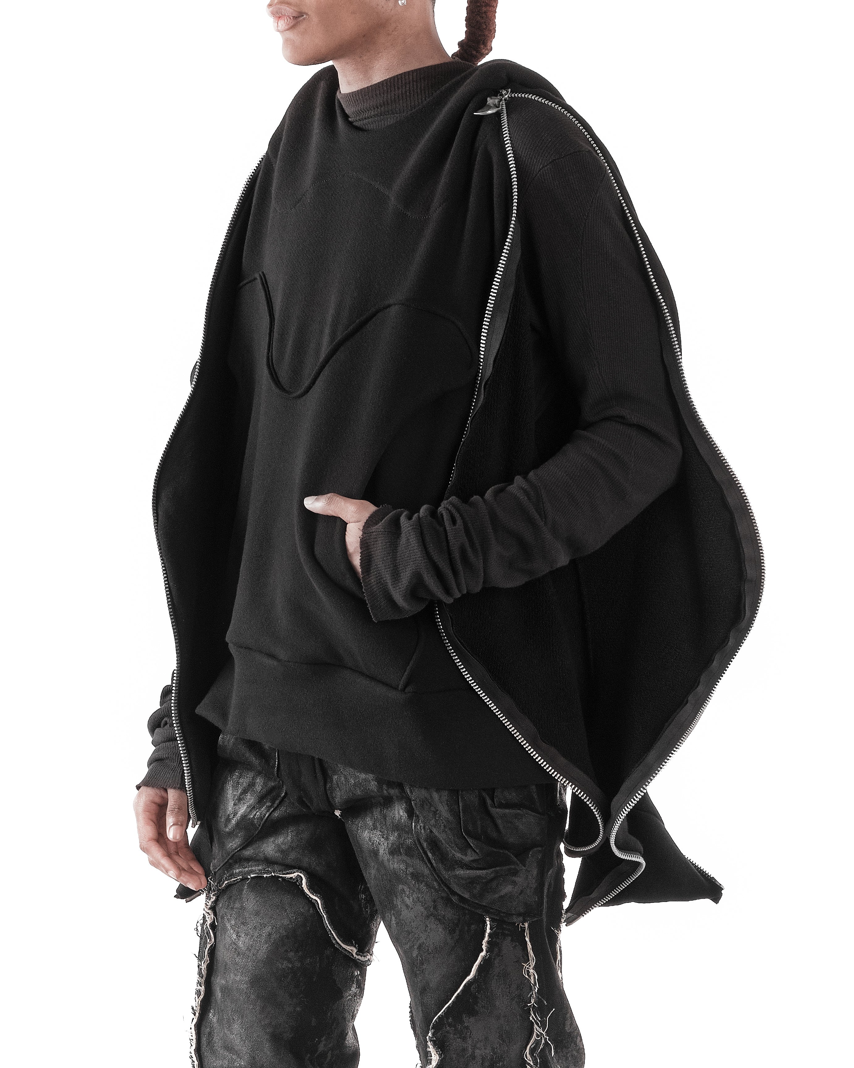 BLACK METAMORPHIC  BUBBLE HOODIE