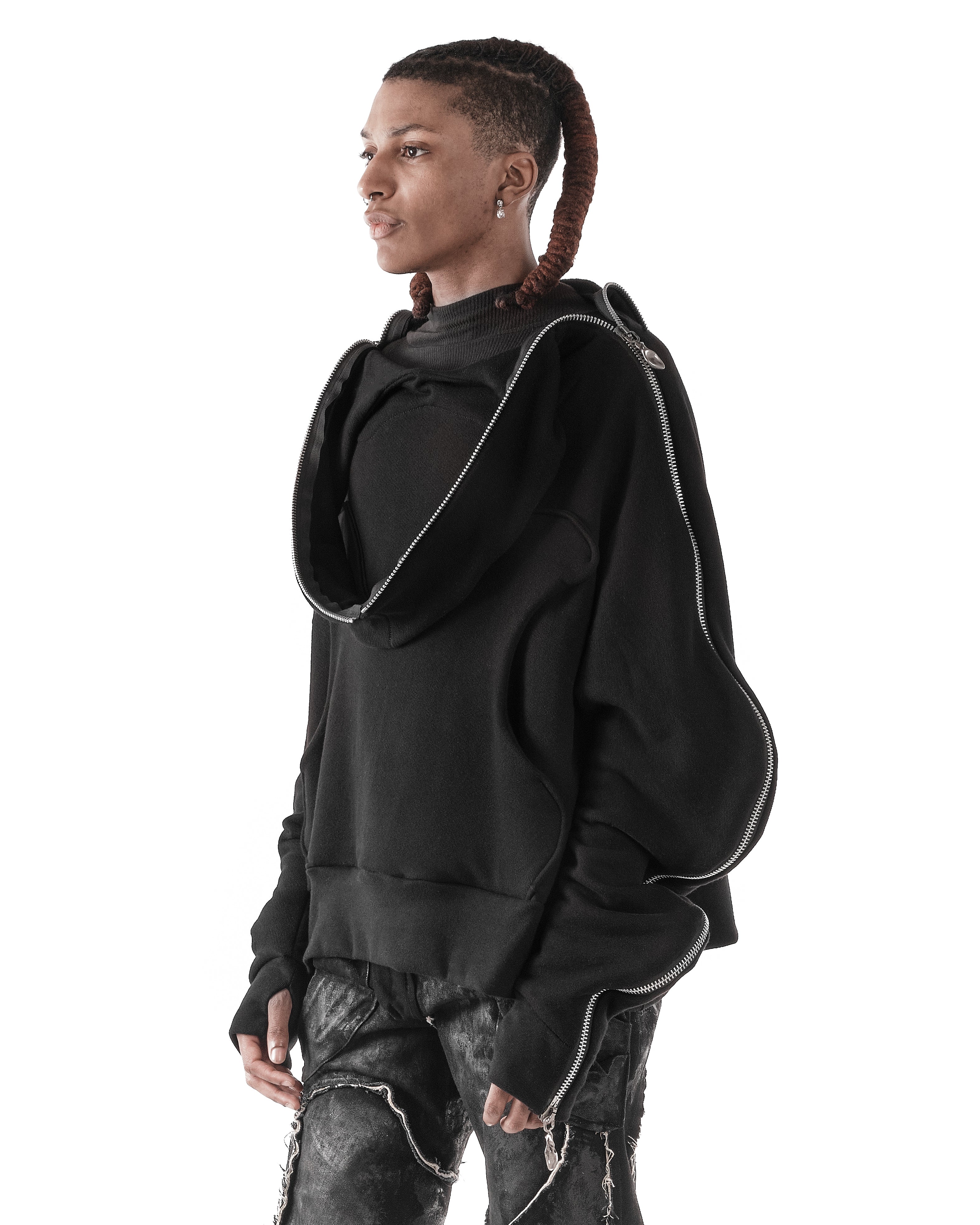 BLACK METAMORPHIC  BUBBLE HOODIE