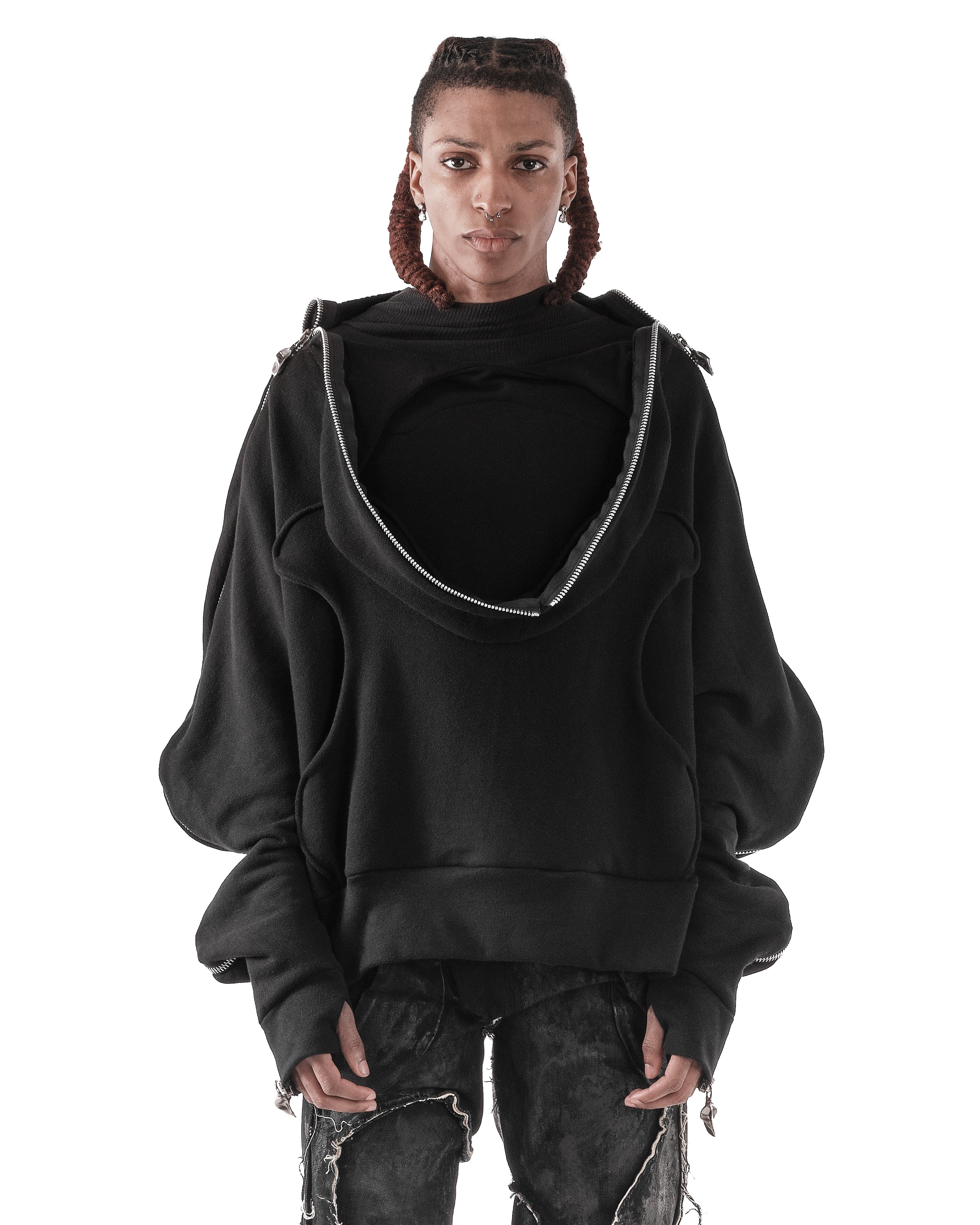 BLACK METAMORPHIC  BUBBLE HOODIE