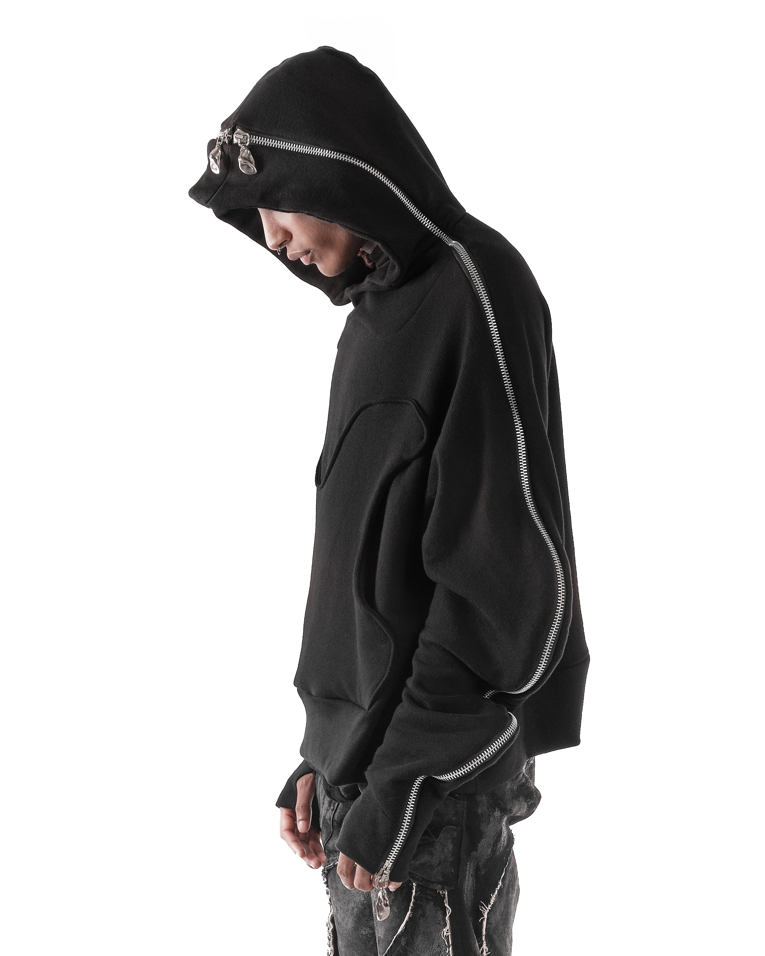BLACK METAMORPHIC  BUBBLE HOODIE