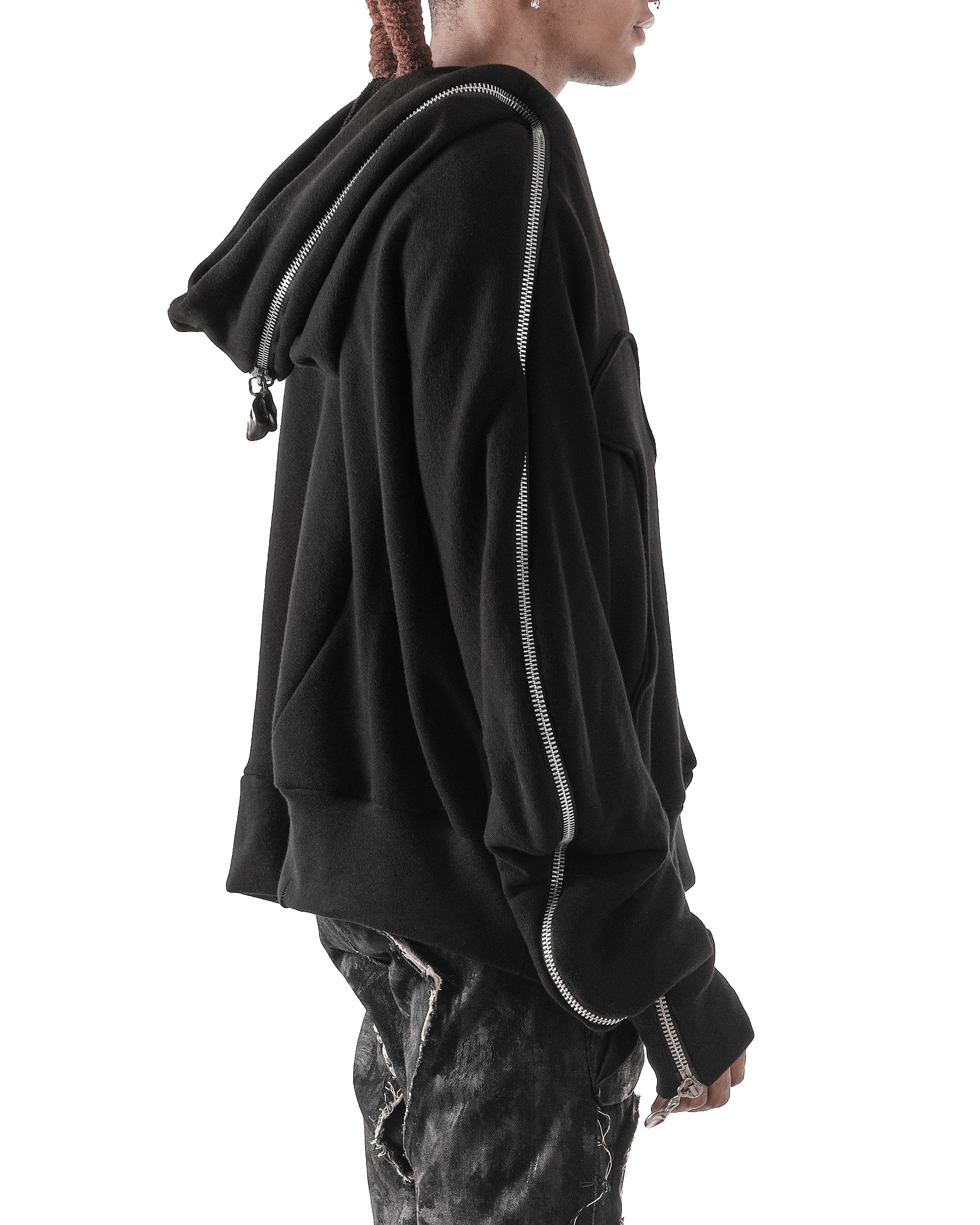 BLACK METAMORPHIC  BUBBLE HOODIE
