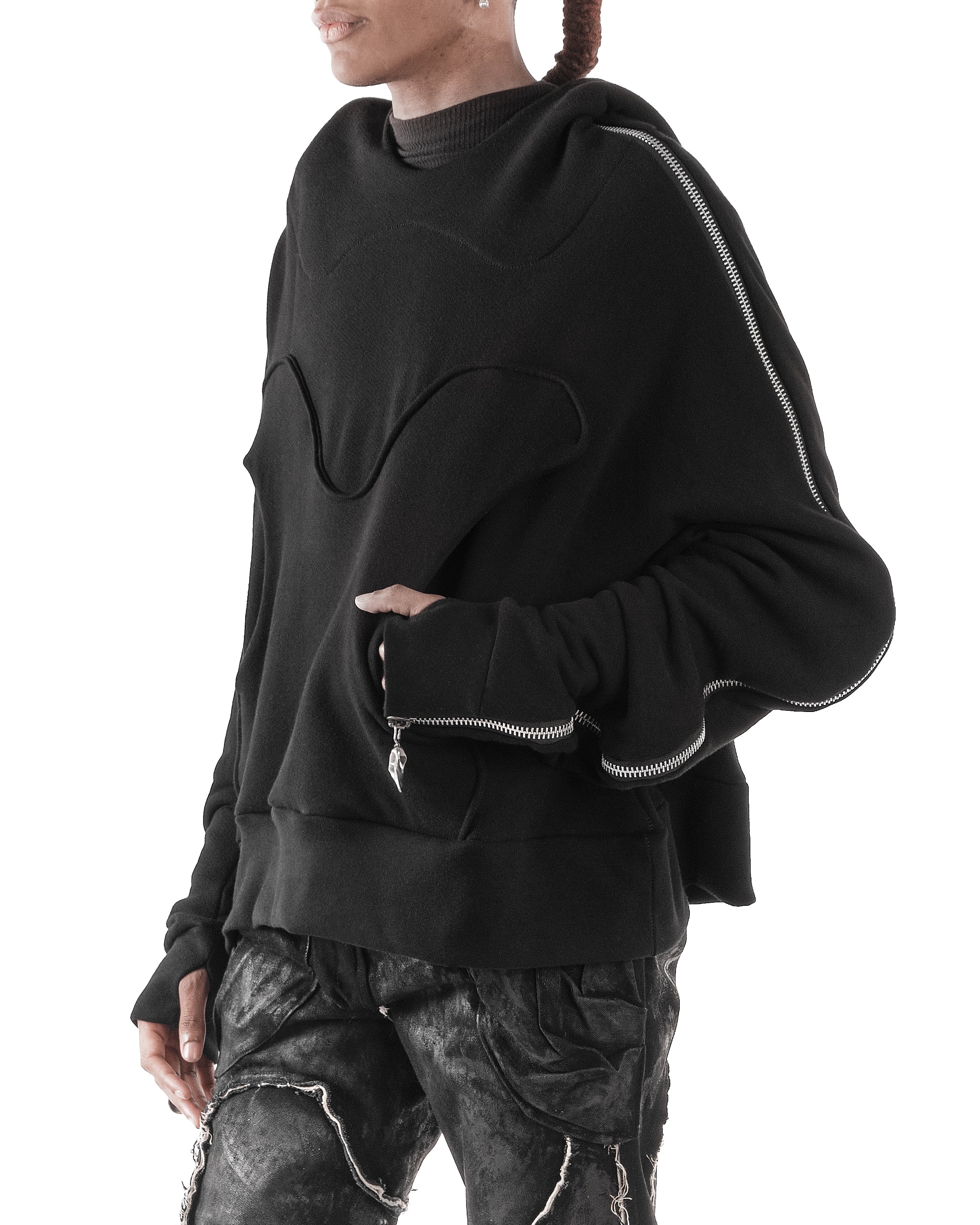 BLACK METAMORPHIC  BUBBLE HOODIE