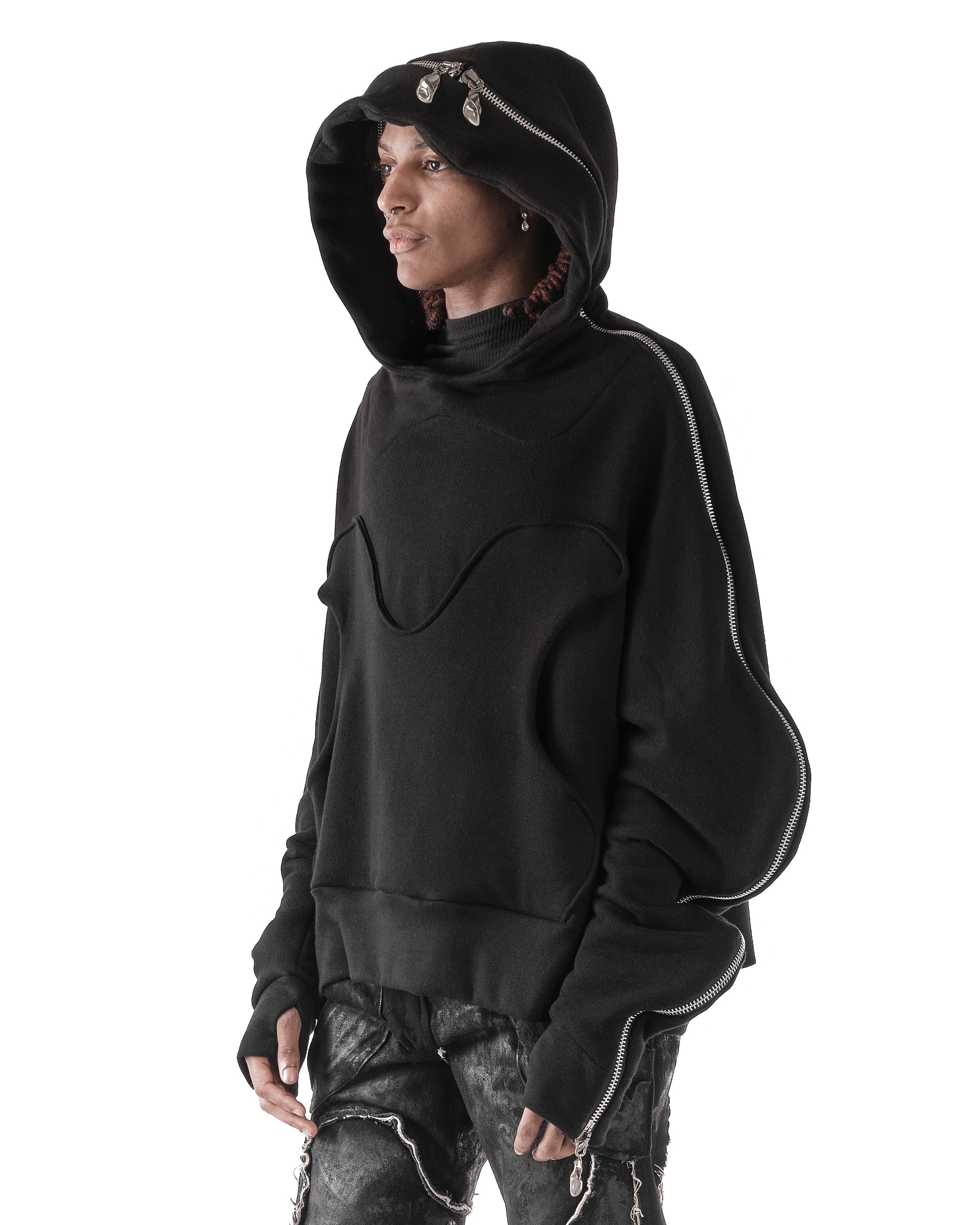 BLACK METAMORPHIC  BUBBLE HOODIE