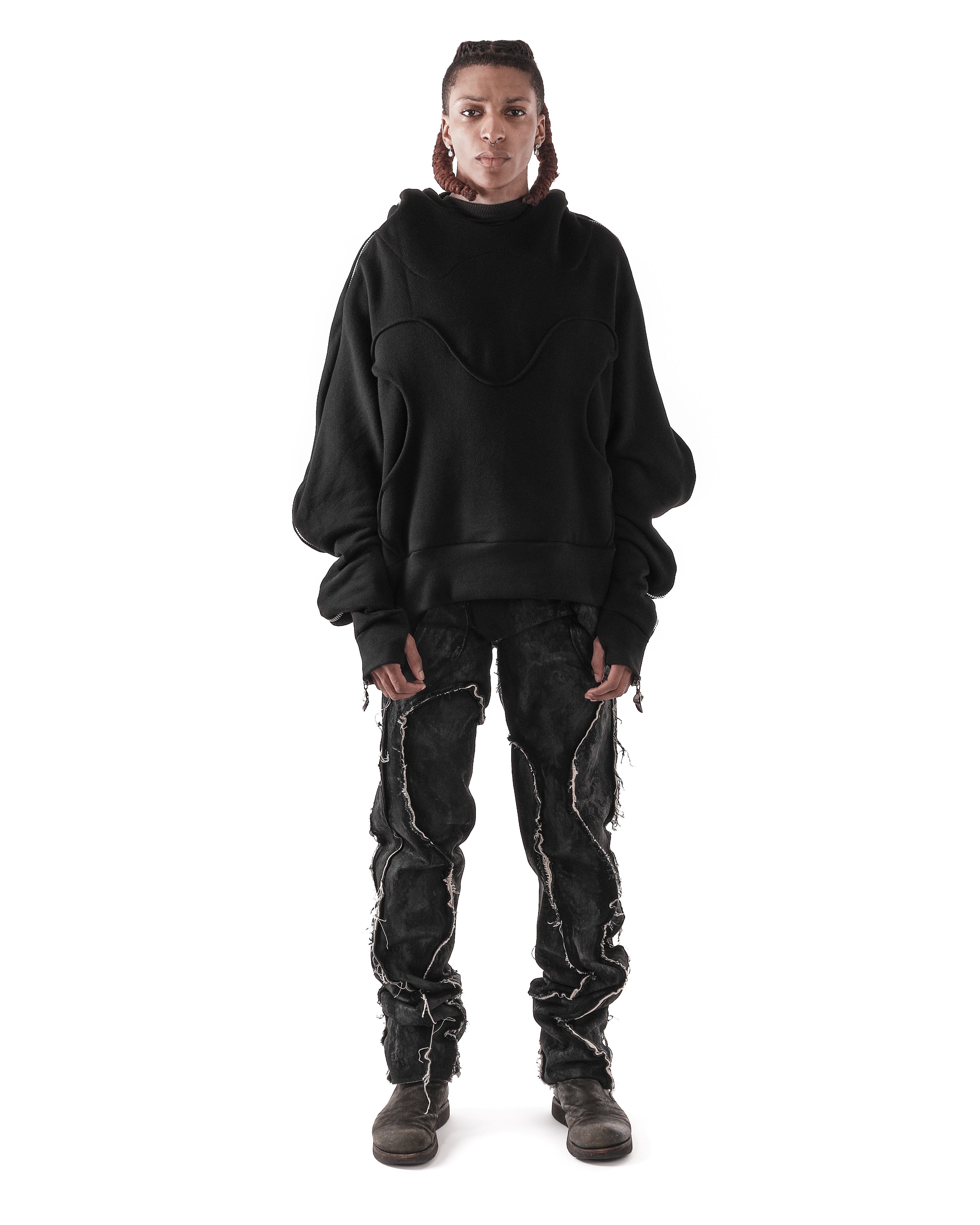 BLACK METAMORPHIC  BUBBLE HOODIE