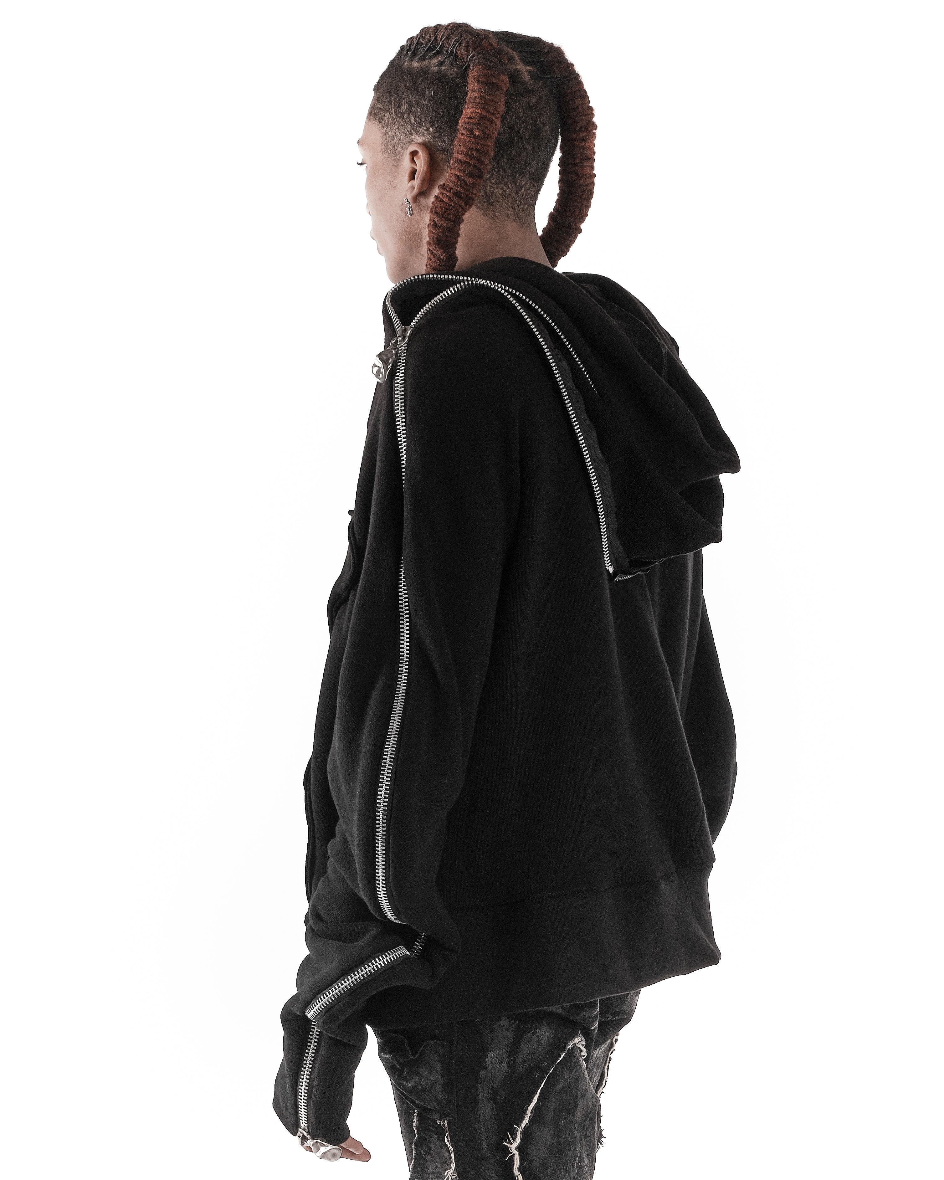 BLACK METAMORPHIC  BUBBLE HOODIE
