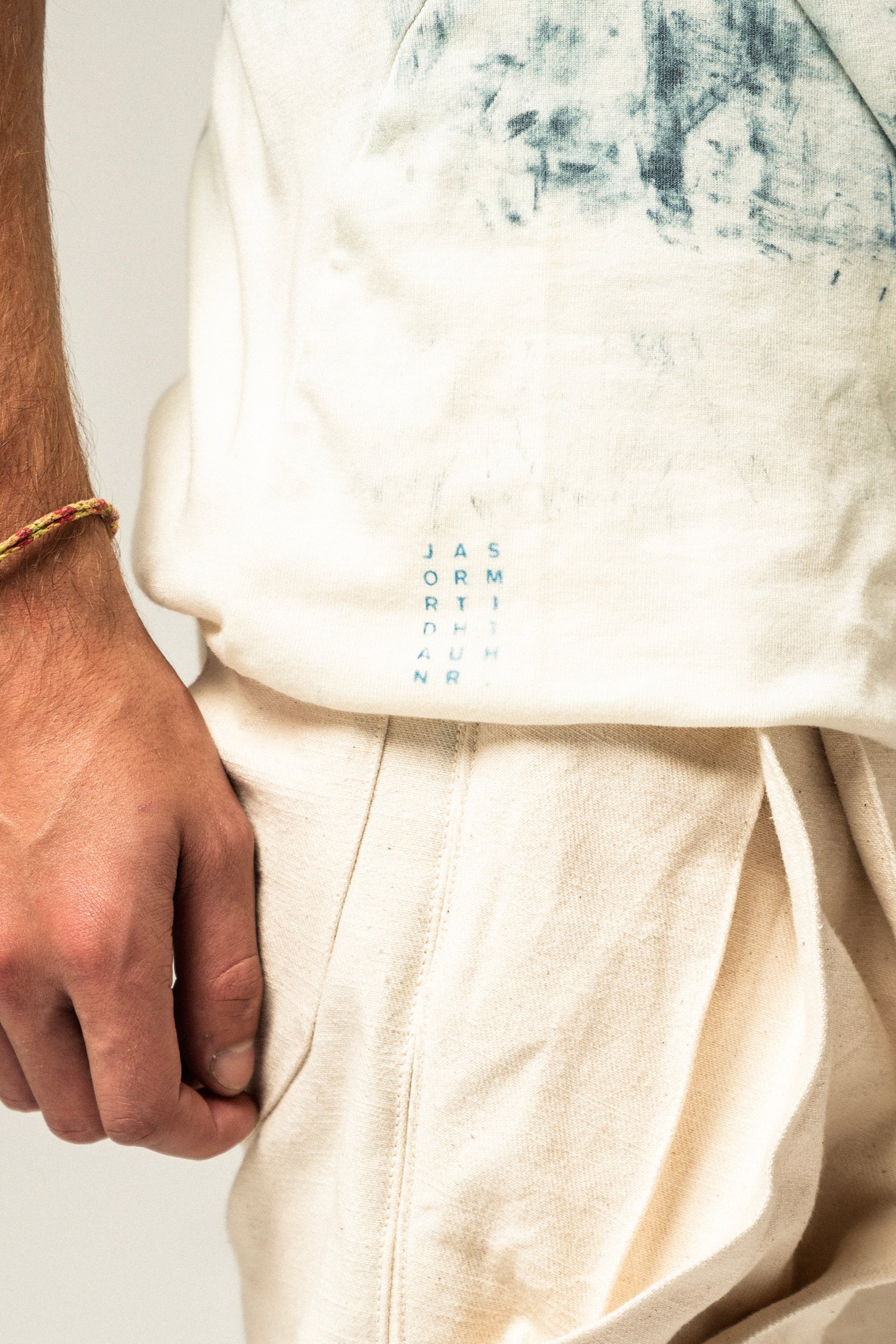 SAMPLE REVERSIBLE BLUE ORGANIC SEAMED T SHIRT