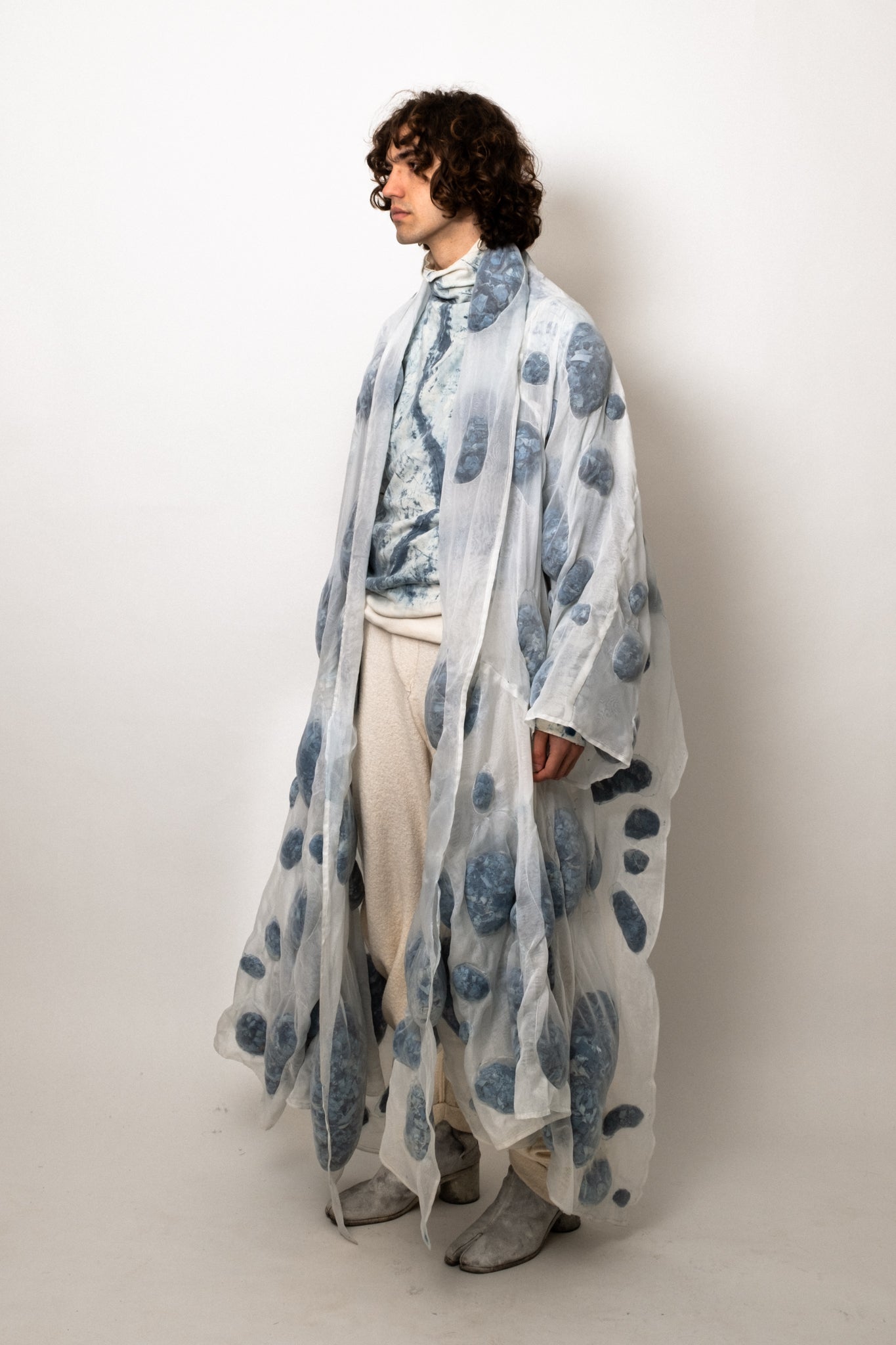 SAMPLE COAGULATED SILK PUFFER BLUE