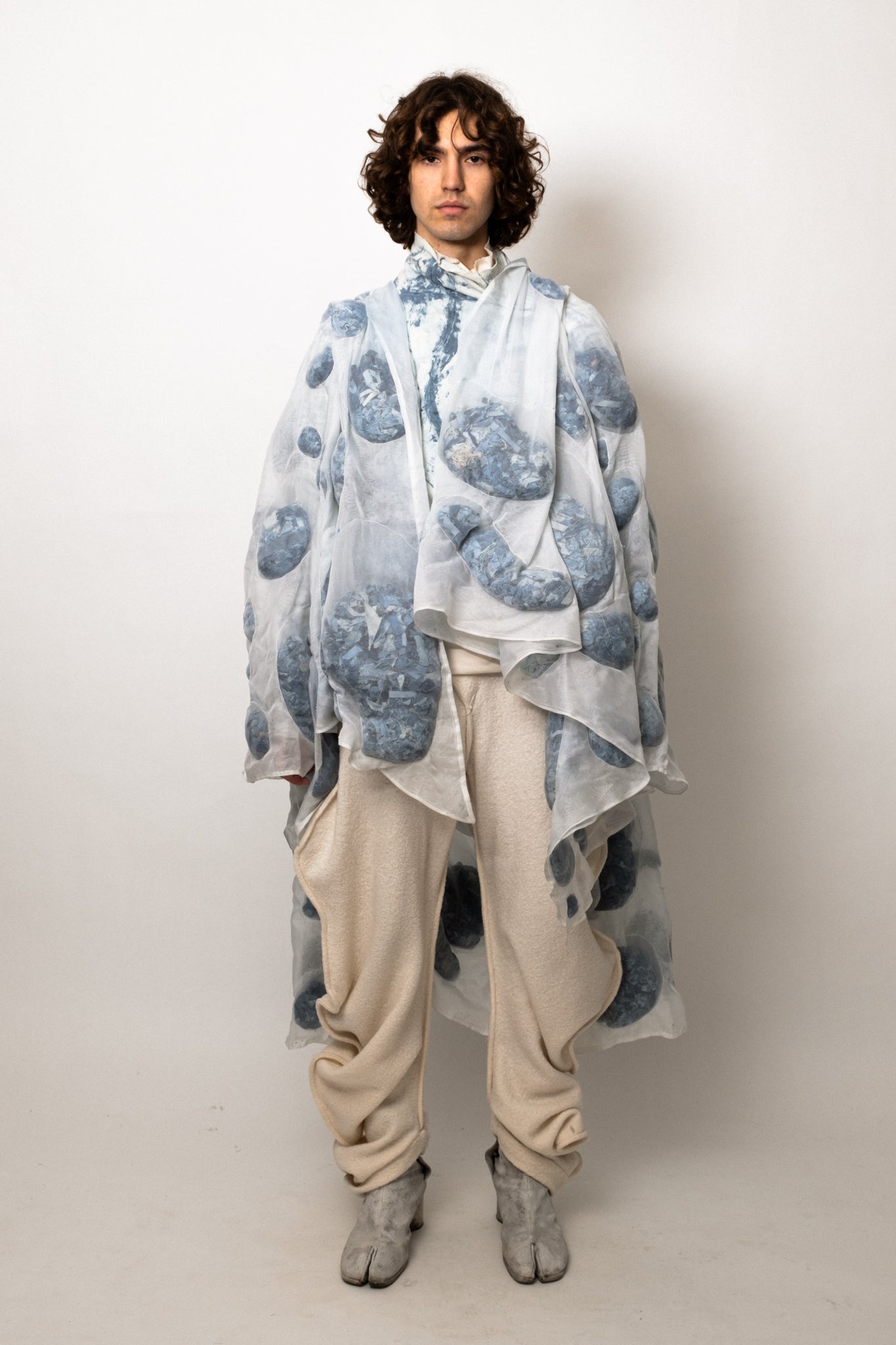 SAMPLE COAGULATED SILK PUFFER BLUE