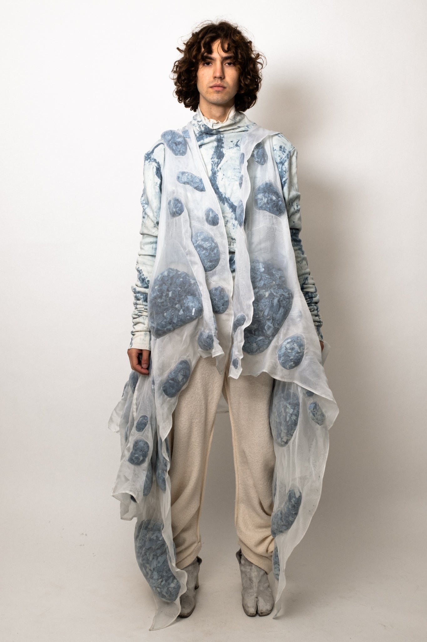 SAMPLE COAGULATED SILK PUFFER BLUE