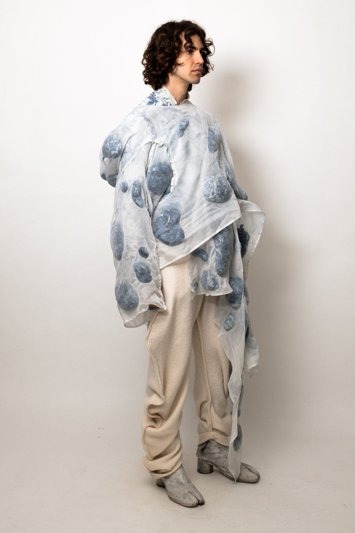 SAMPLE COAGULATED SILK PUFFER BLUE