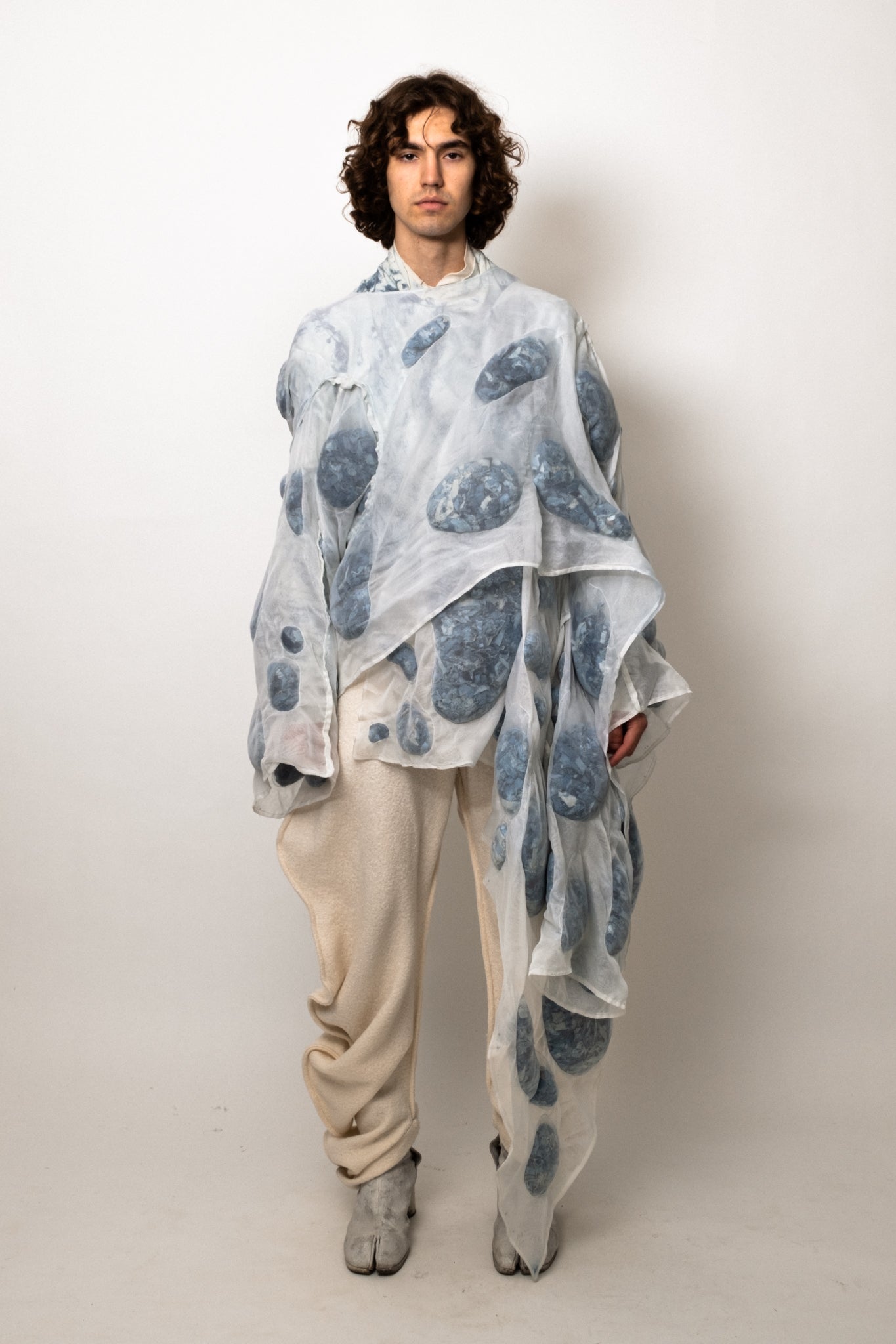 SAMPLE COAGULATED SILK PUFFER BLUE