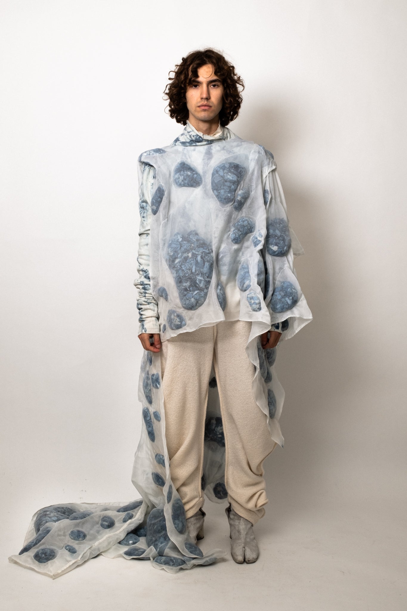 SAMPLE COAGULATED SILK PUFFER BLUE