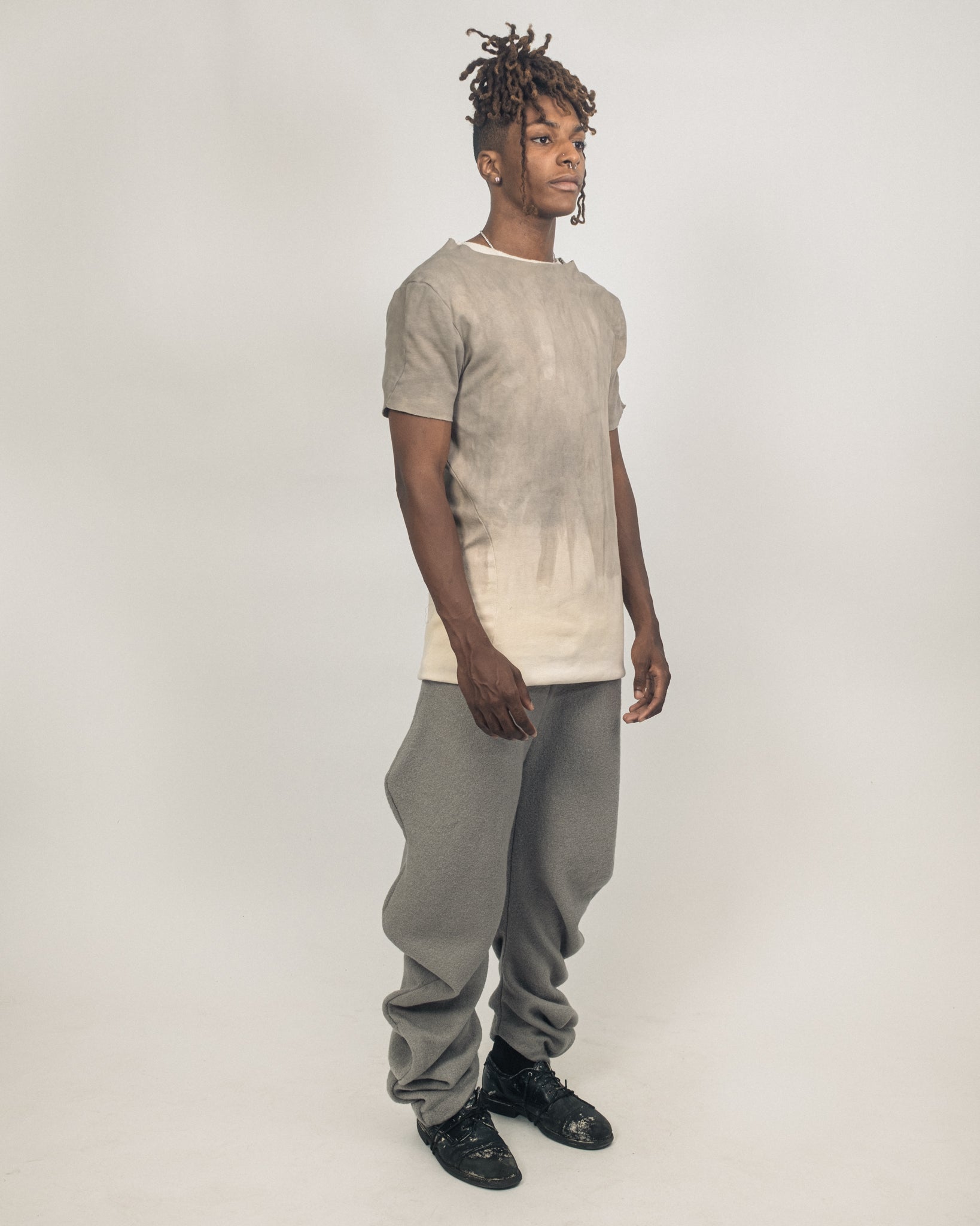 JORDAN ARTHUR SMITH GREY DIP DYED REVERSIBLE T-SHIRT