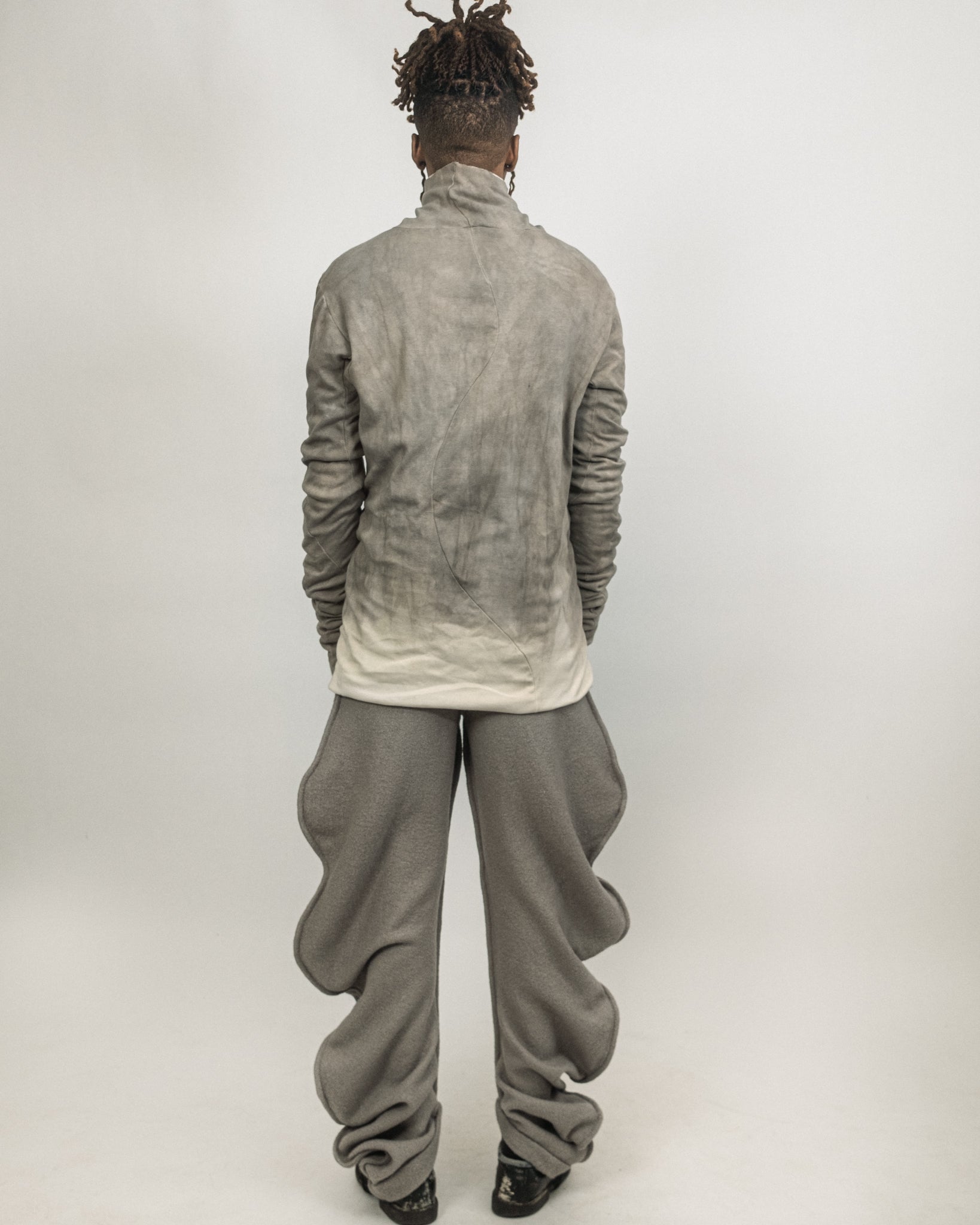 JORDAN ARTHUR SMITH GREY DIP DYED REVERSIBLE TURTLENECK