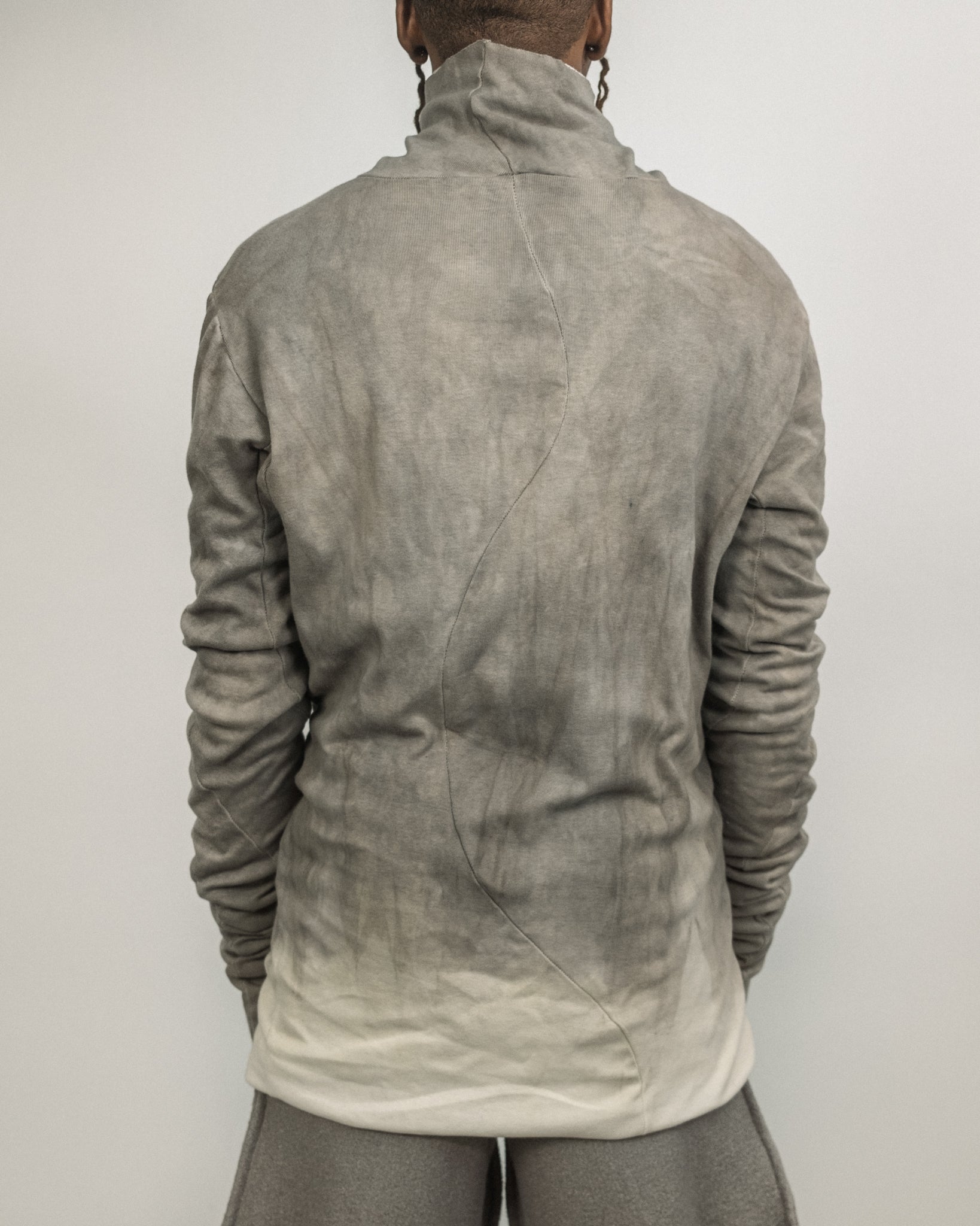 JORDAN ARTHUR SMITH GREY DIP DYED REVERSIBLE TURTLENECK