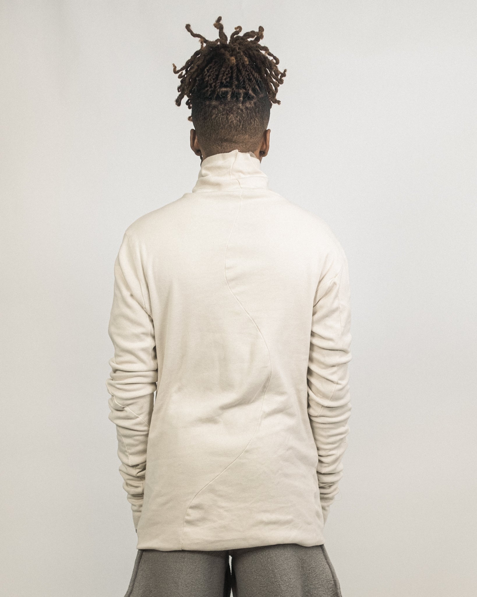 JORDAN ARTHUR SMITH GREY DIP DYED REVERSIBLE TURTLENECK
