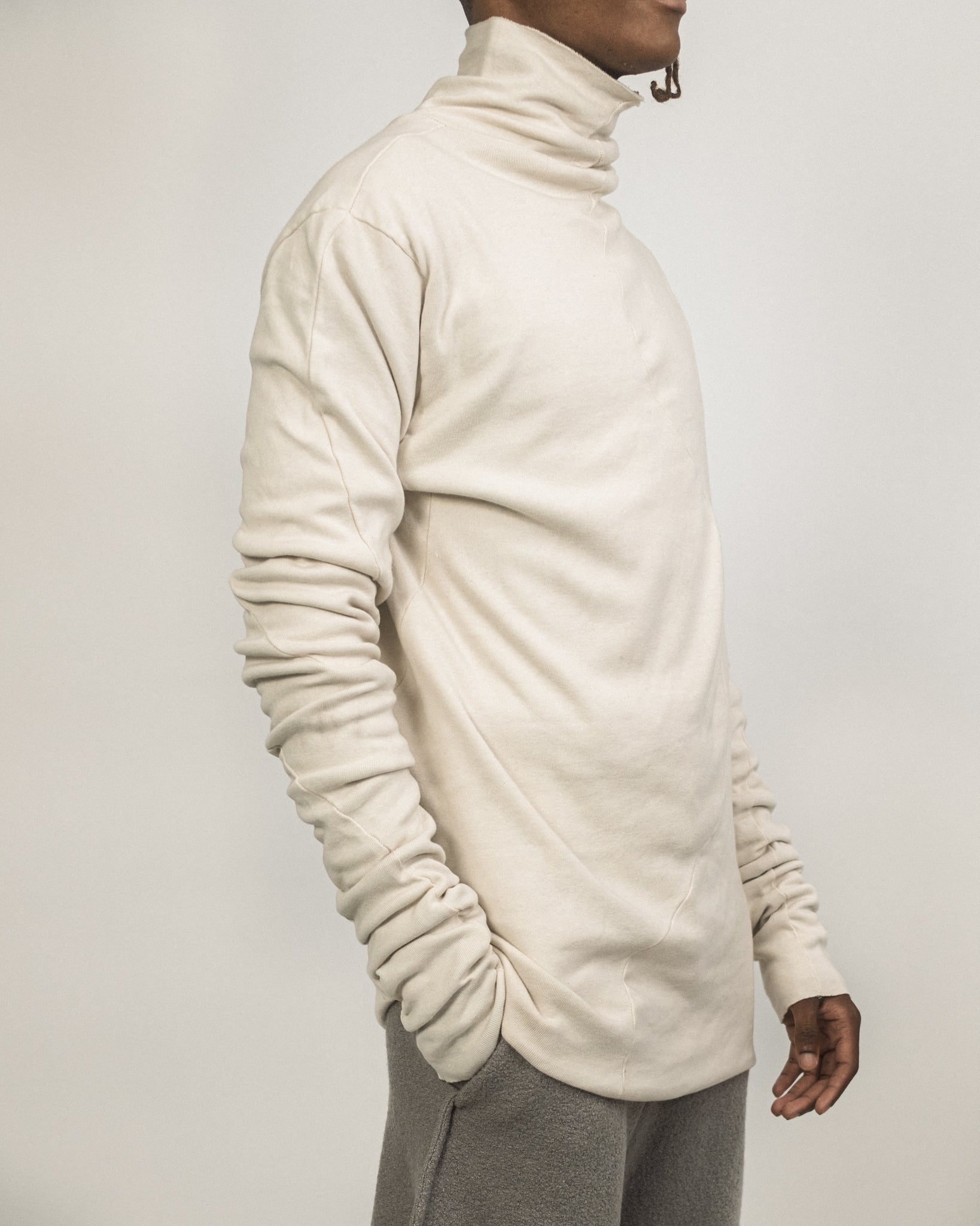 JORDAN ARTHUR SMITH GREY DIP DYED REVERSIBLE TURTLENECK