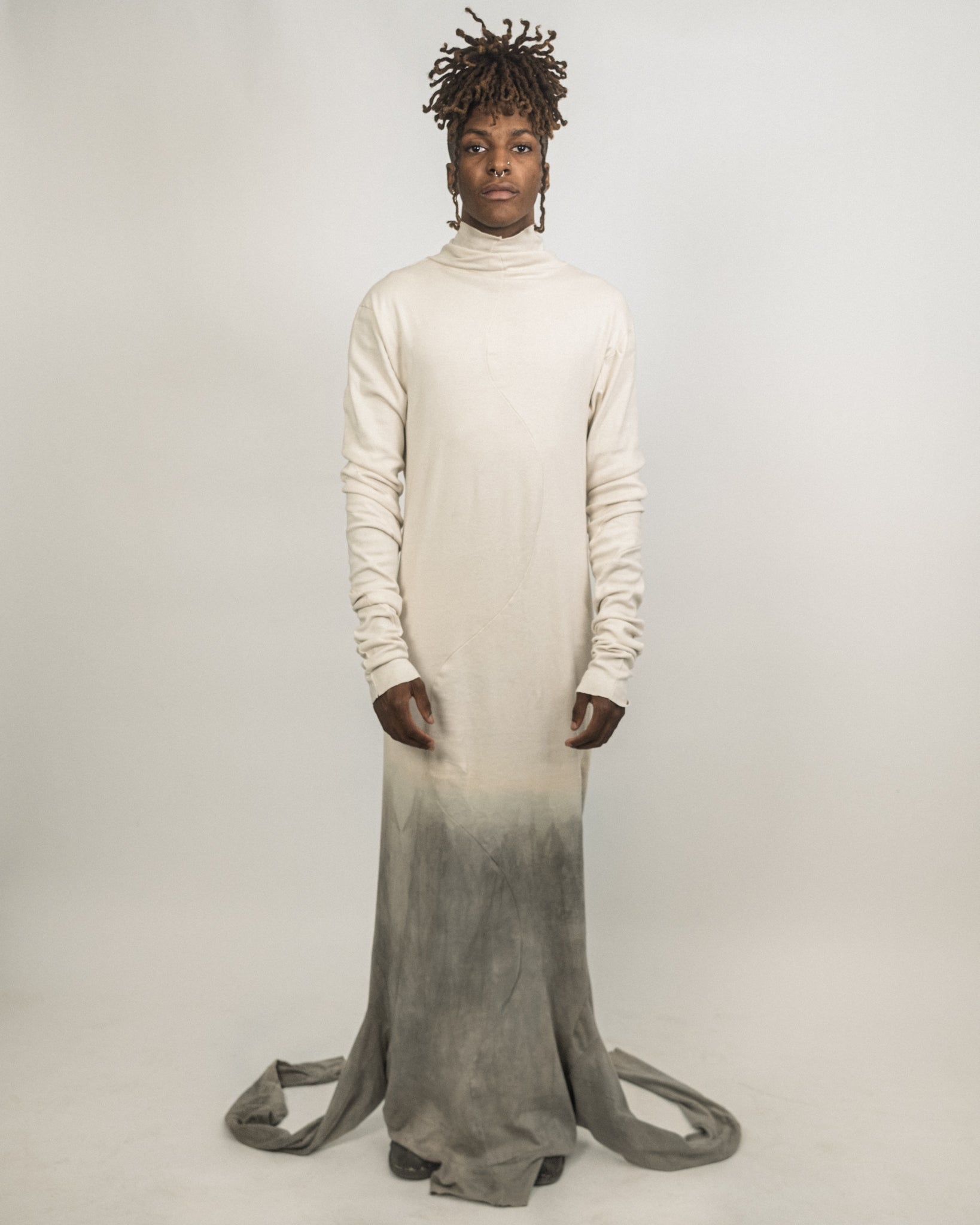 JORDAN ARTHUR SMITH GREY DIP DYED REVERSIBLE TURTLENECK