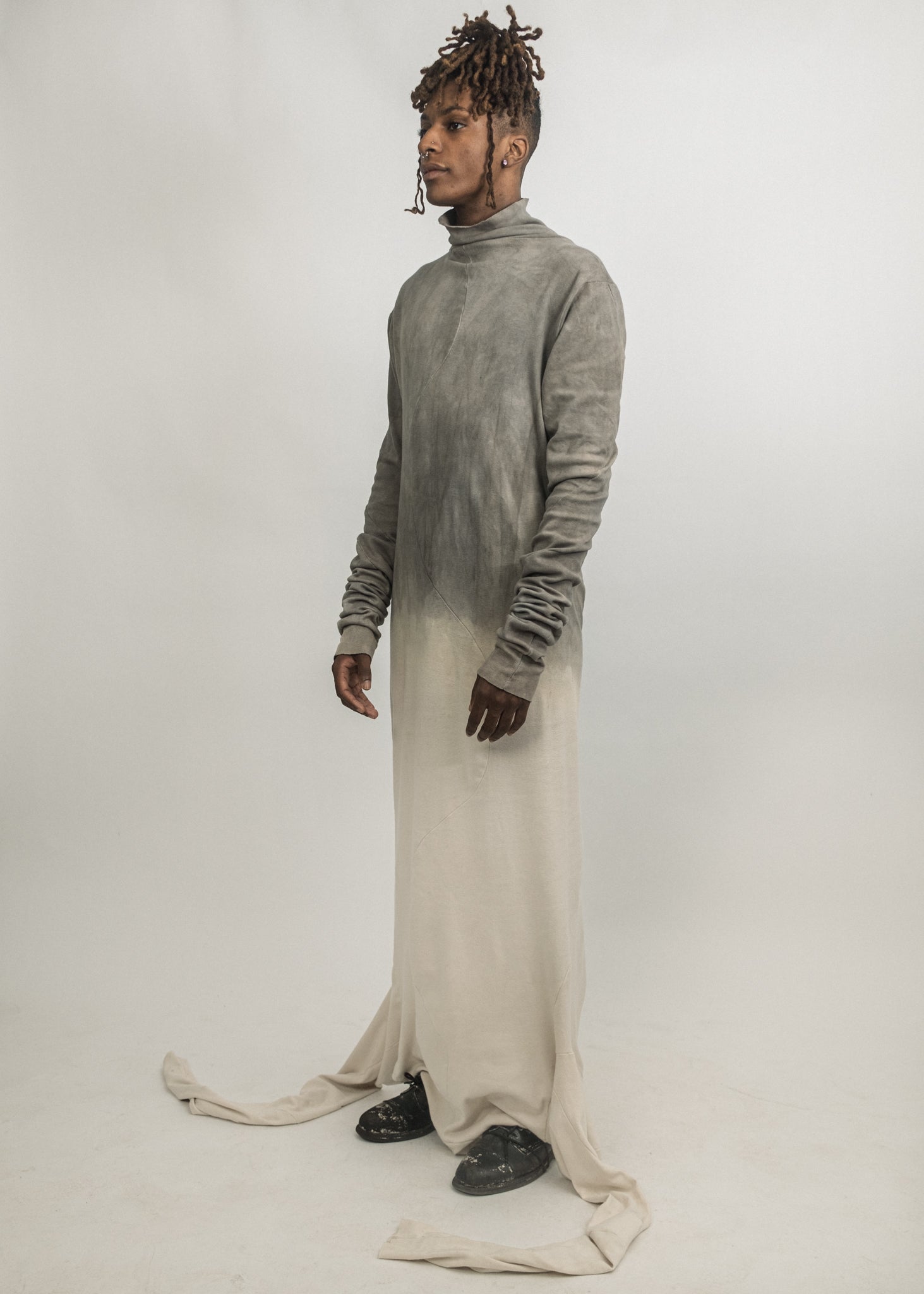 JORDAN ARTHUR SMITH GREY DIP DYED REVERSIBLE TURTLENECK