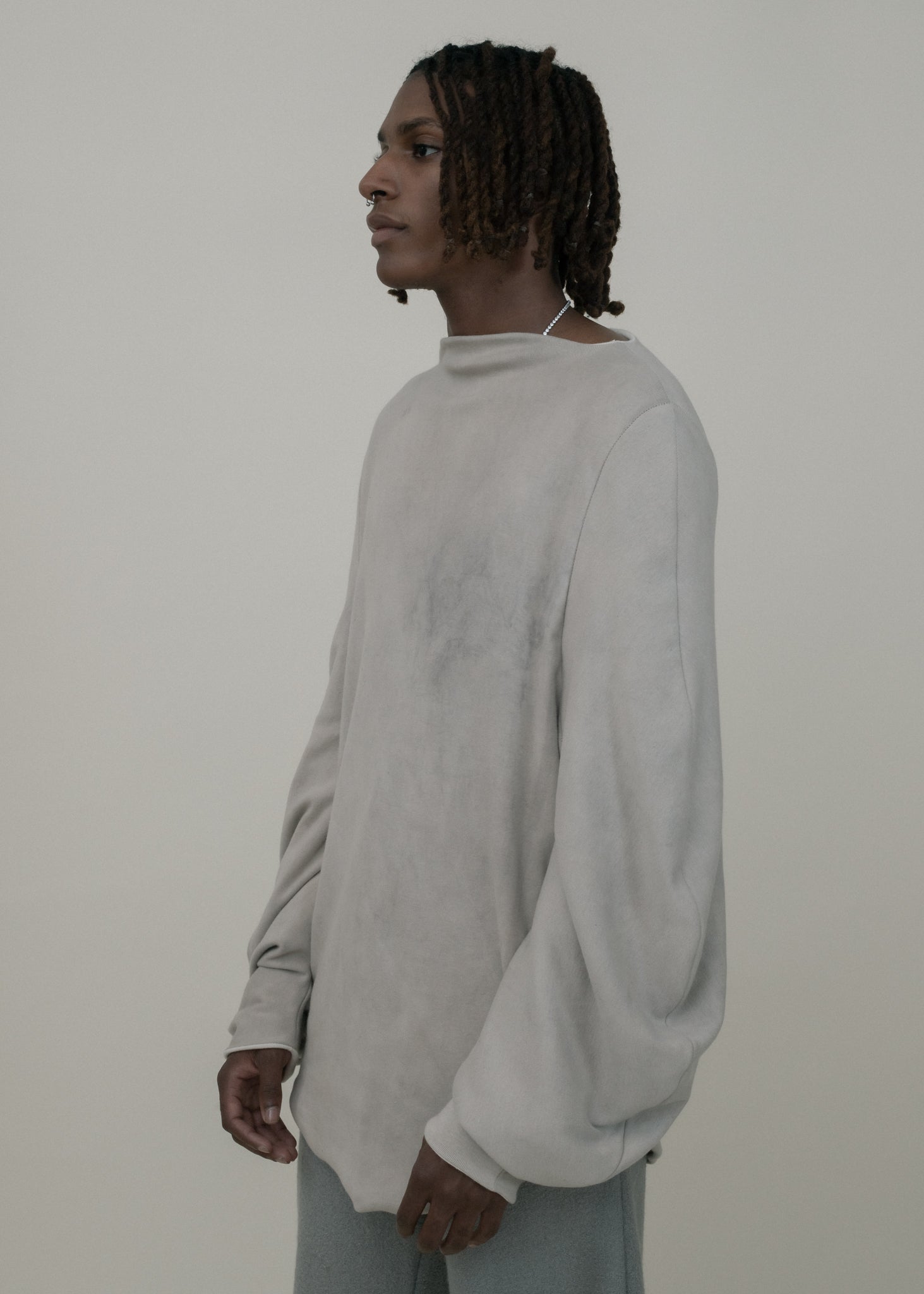 SAMPLE GREY DIP DYED  REVERSIBLE CIRCLE SWEATER