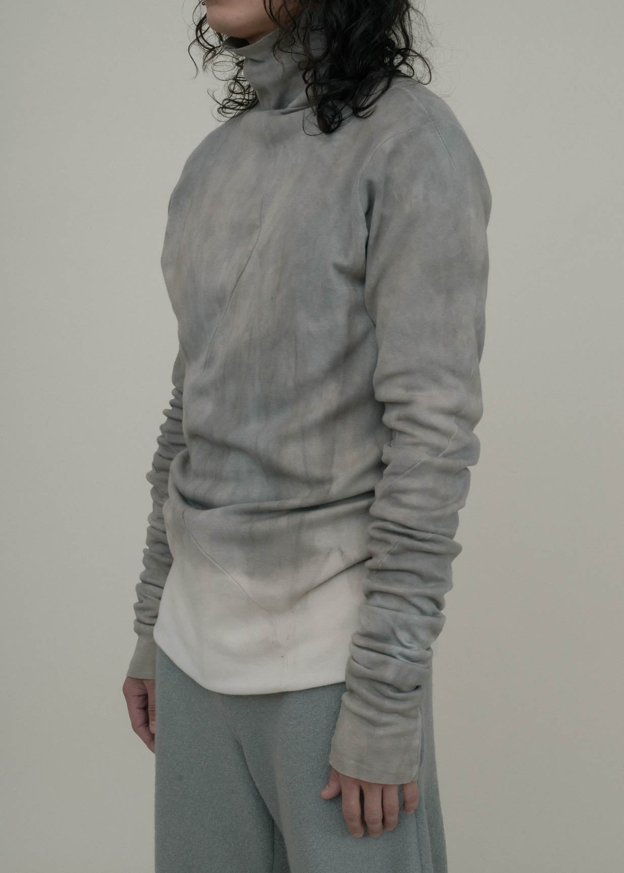 SAMPLE GREY DIP DYED REVERSIBLE TURTLENECK