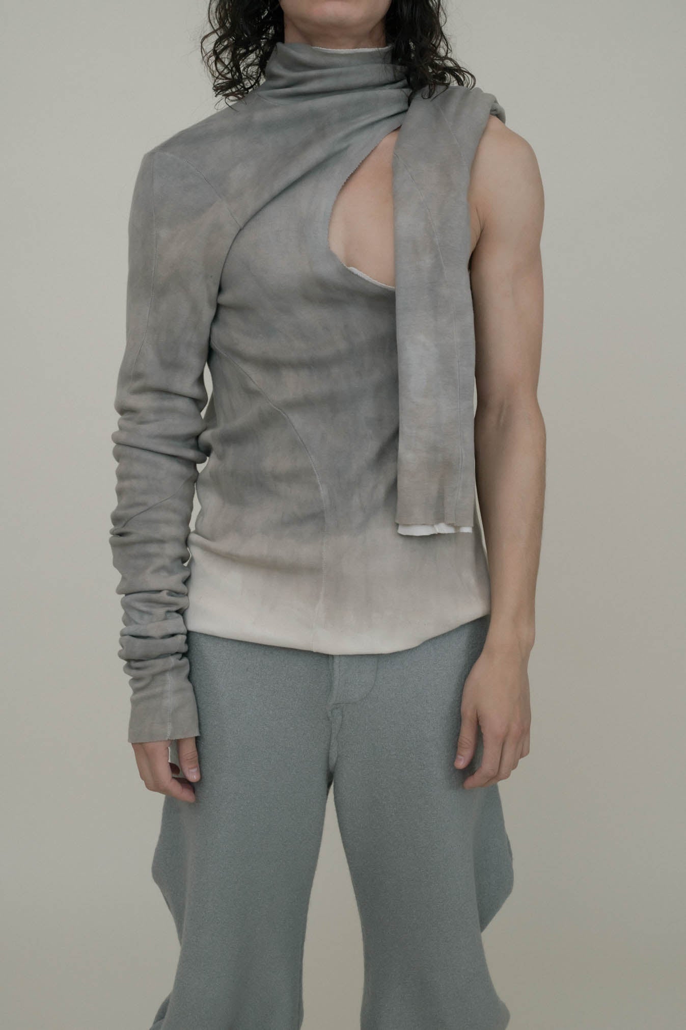 SAMPLE GREY DIP DYED REVERSIBLE TURTLENECK