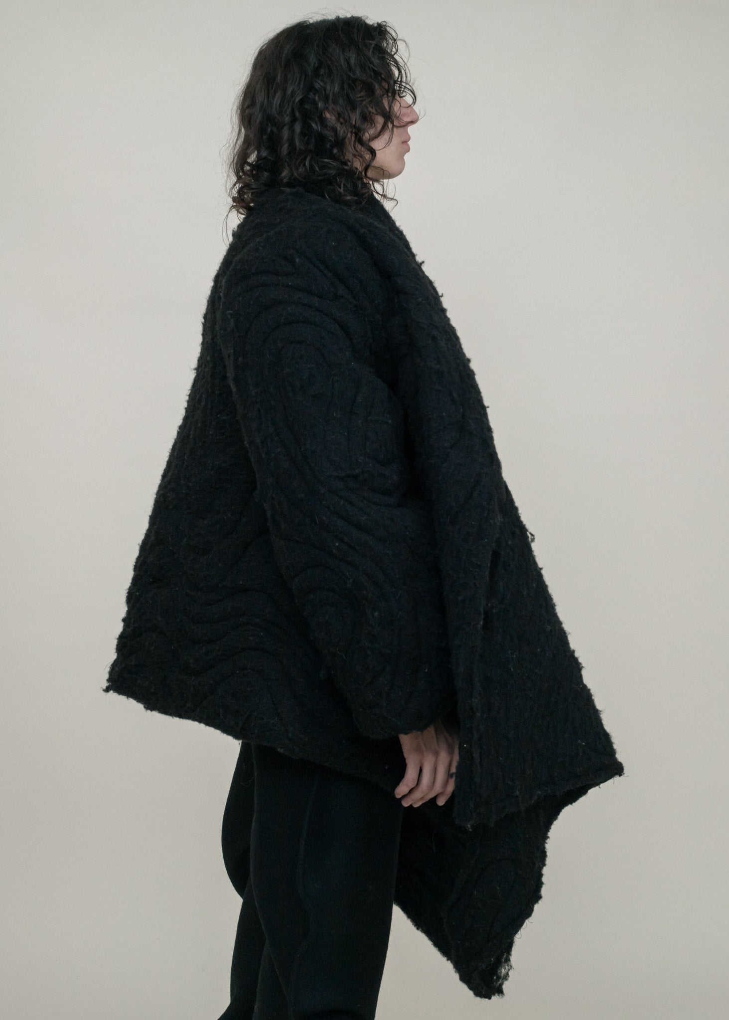 SAMPLE BLACK WOOL PUFFER JACKET