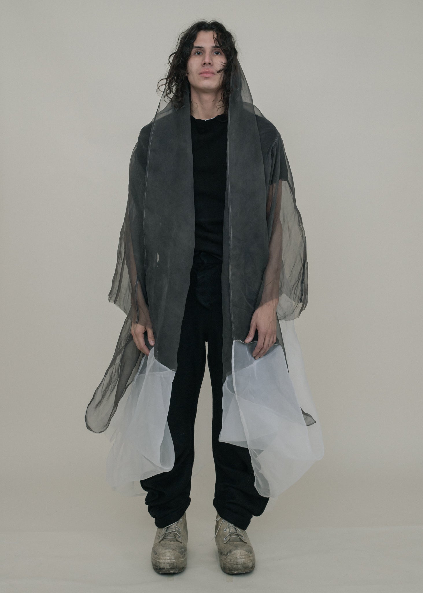 SAMPLE BLACK DIP DYED SILK ORGANZA SHELL