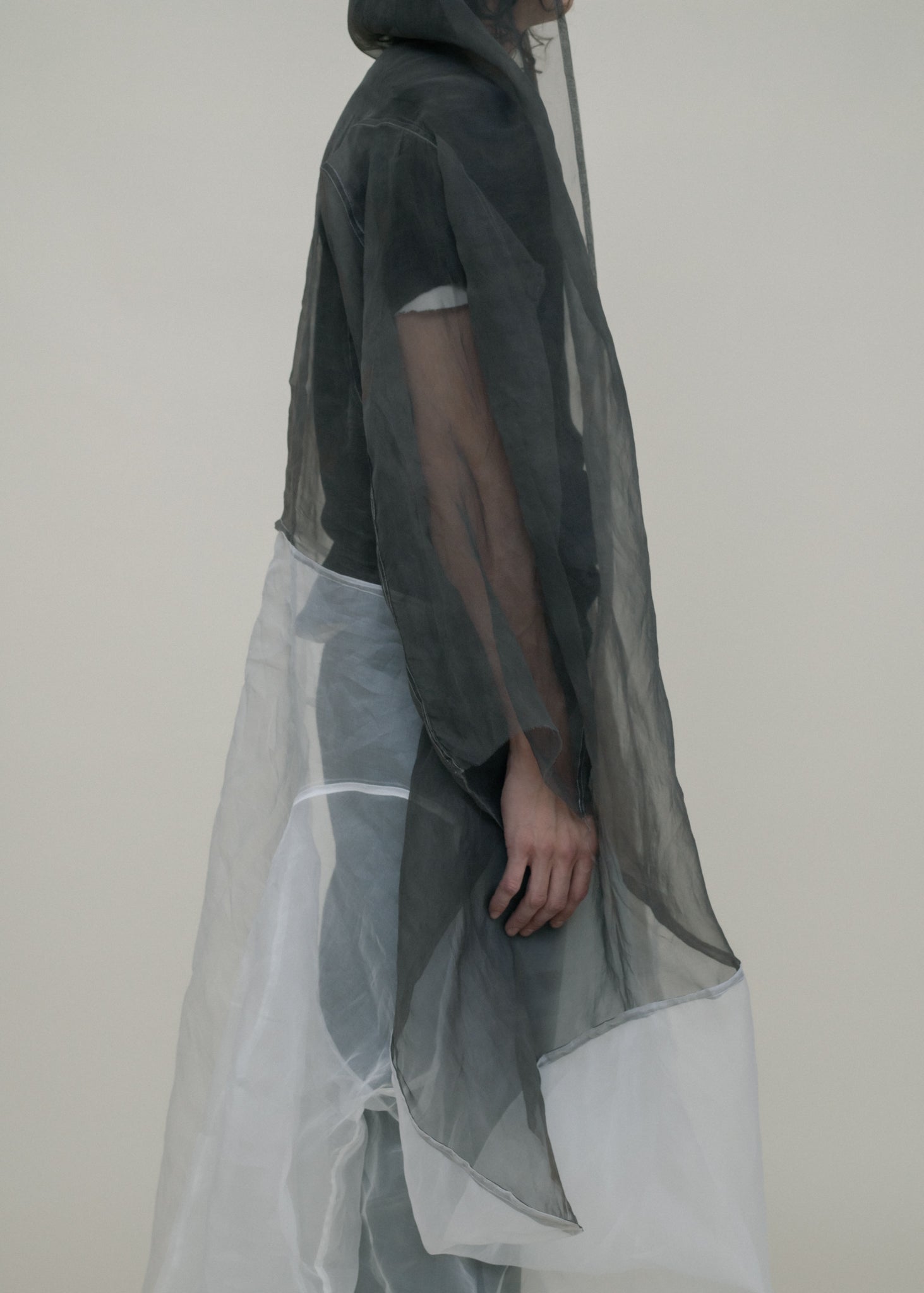 SAMPLE BLACK DIP DYED SILK ORGANZA SHELL
