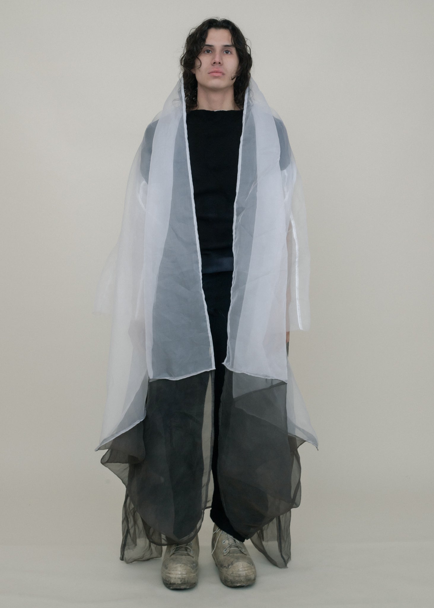 SAMPLE BLACK DIP DYED SILK ORGANZA SHELL