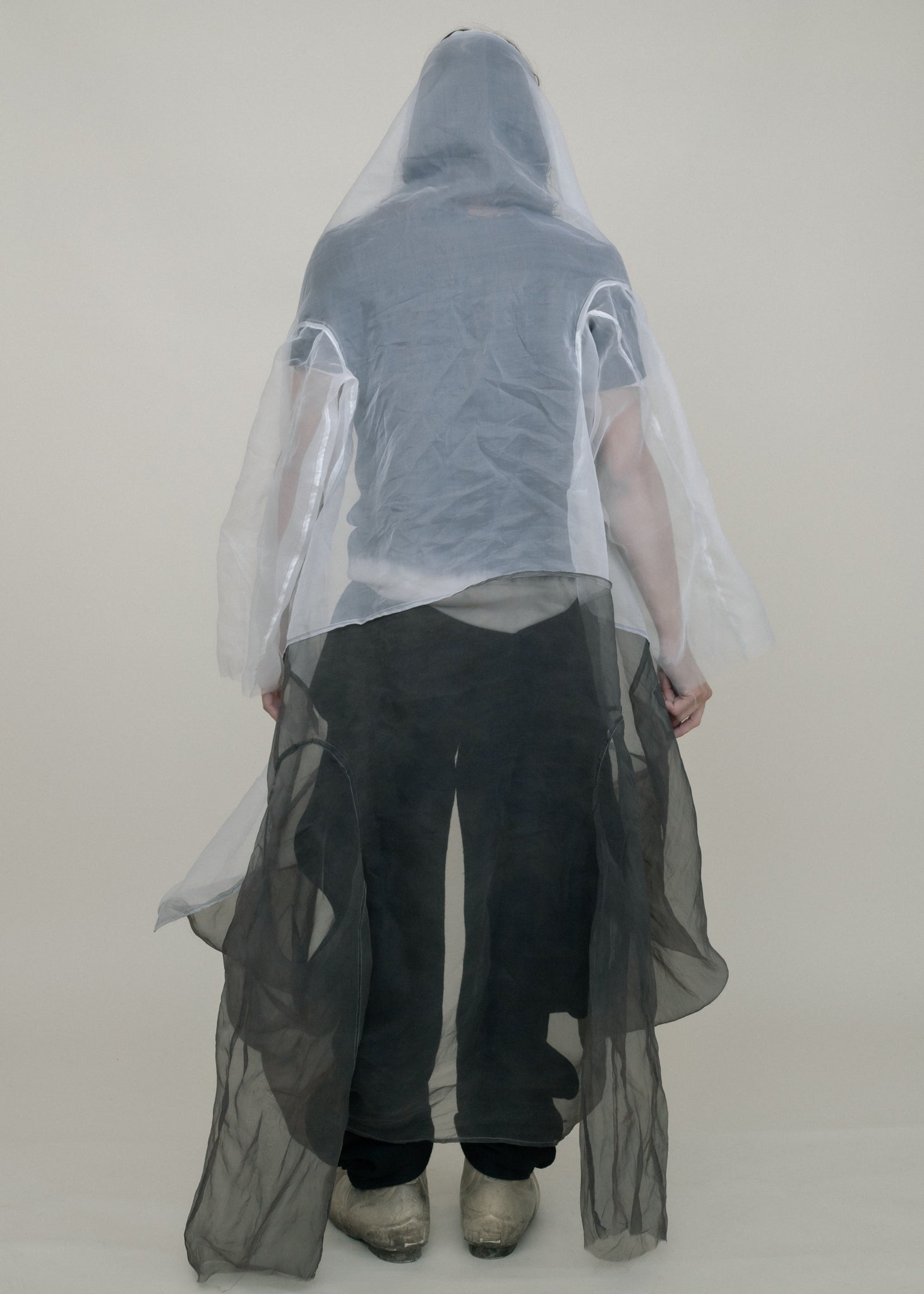 SAMPLE BLACK DIP DYED SILK ORGANZA SHELL