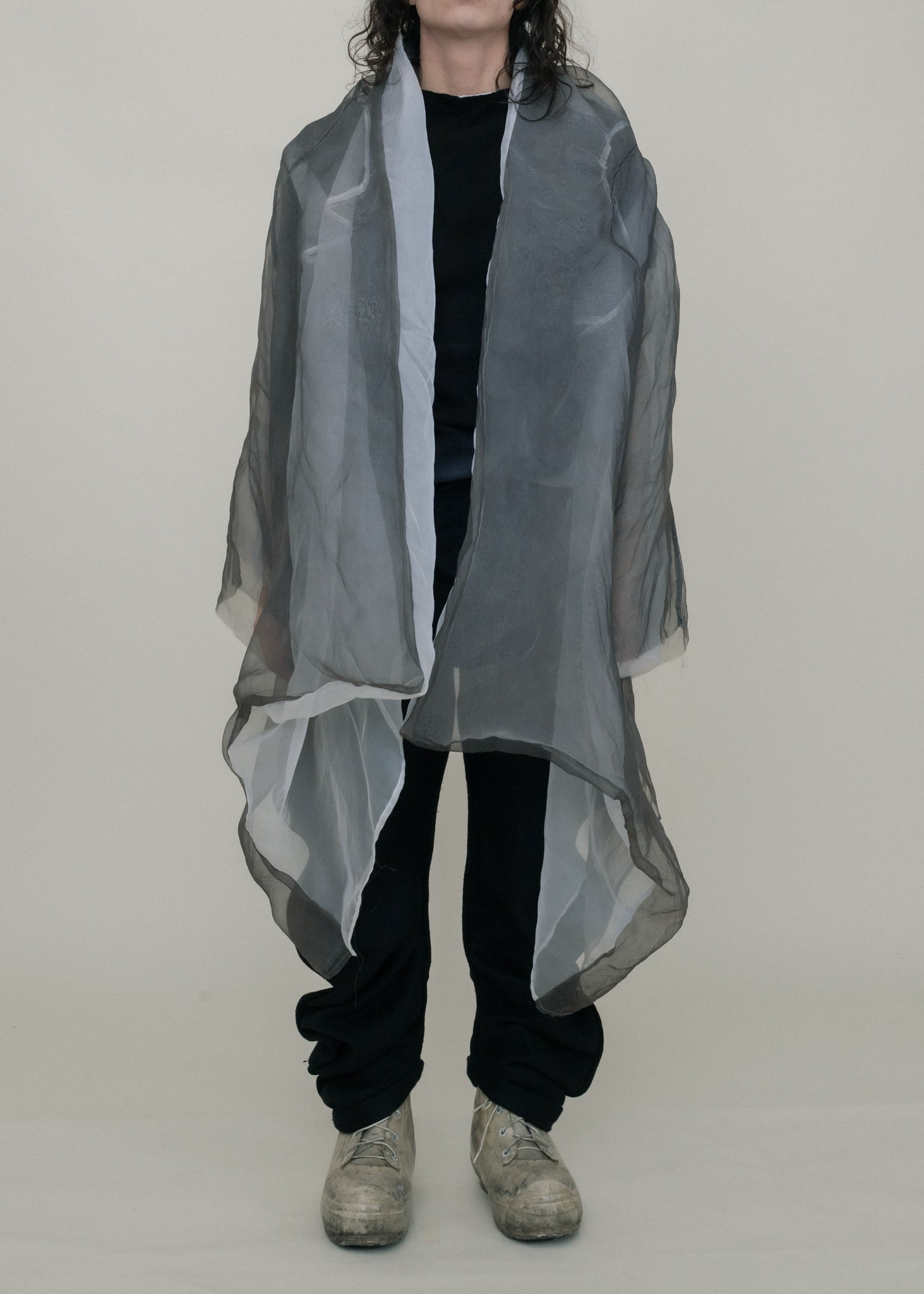 SAMPLE BLACK DIP DYED SILK ORGANZA SHELL
