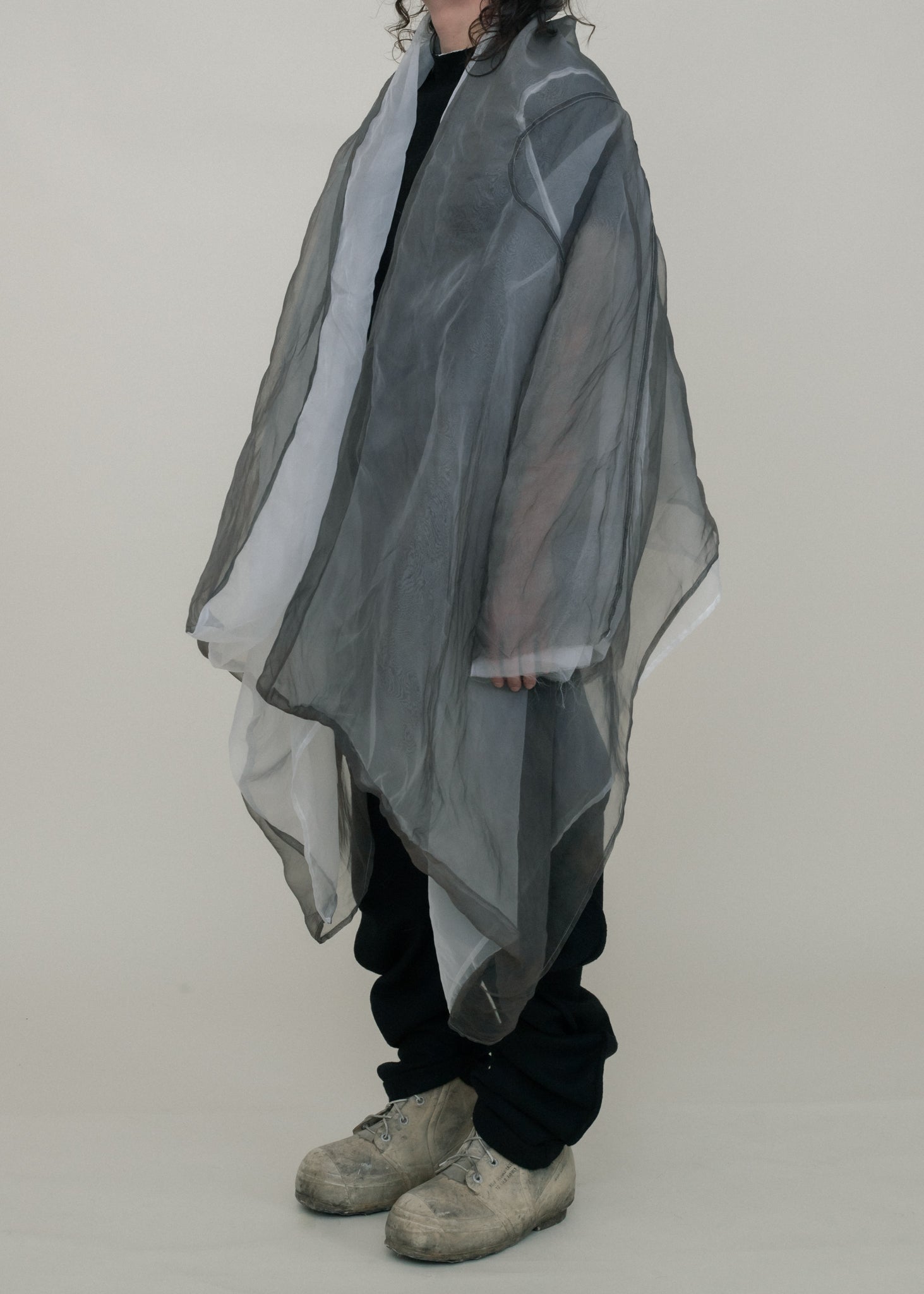 SAMPLE BLACK DIP DYED SILK ORGANZA SHELL
