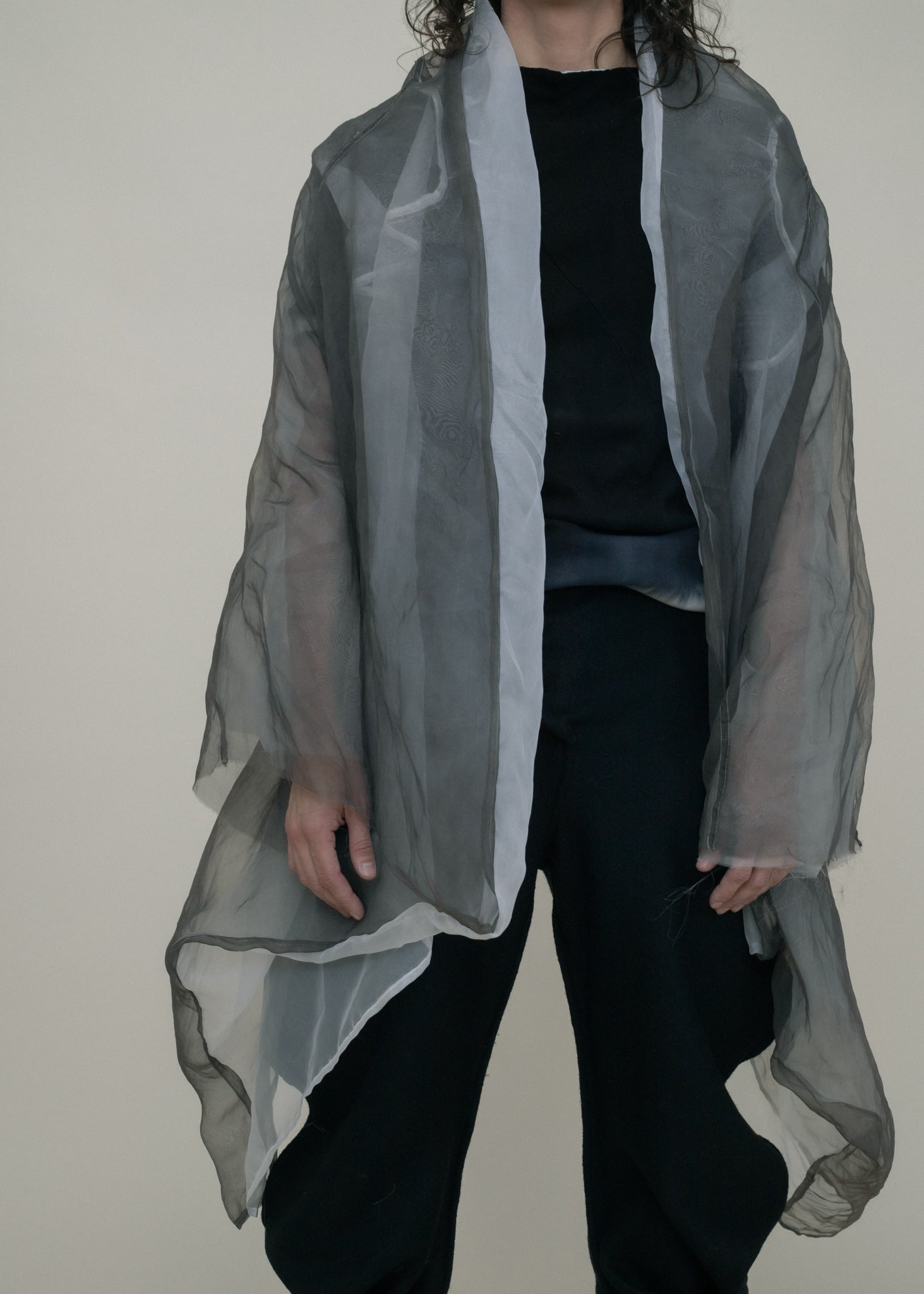 SAMPLE BLACK DIP DYED SILK ORGANZA SHELL
