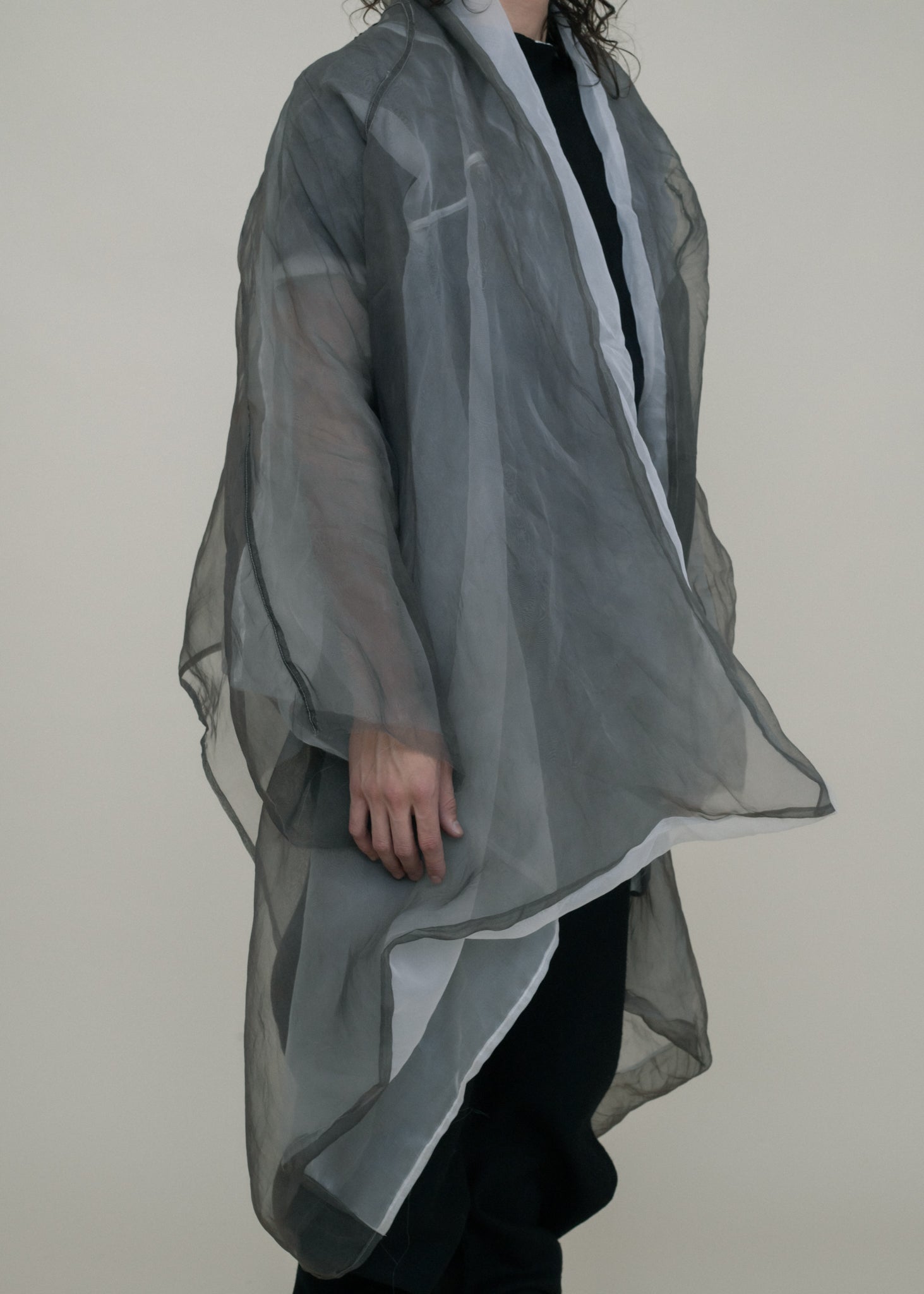 SAMPLE BLACK DIP DYED SILK ORGANZA SHELL