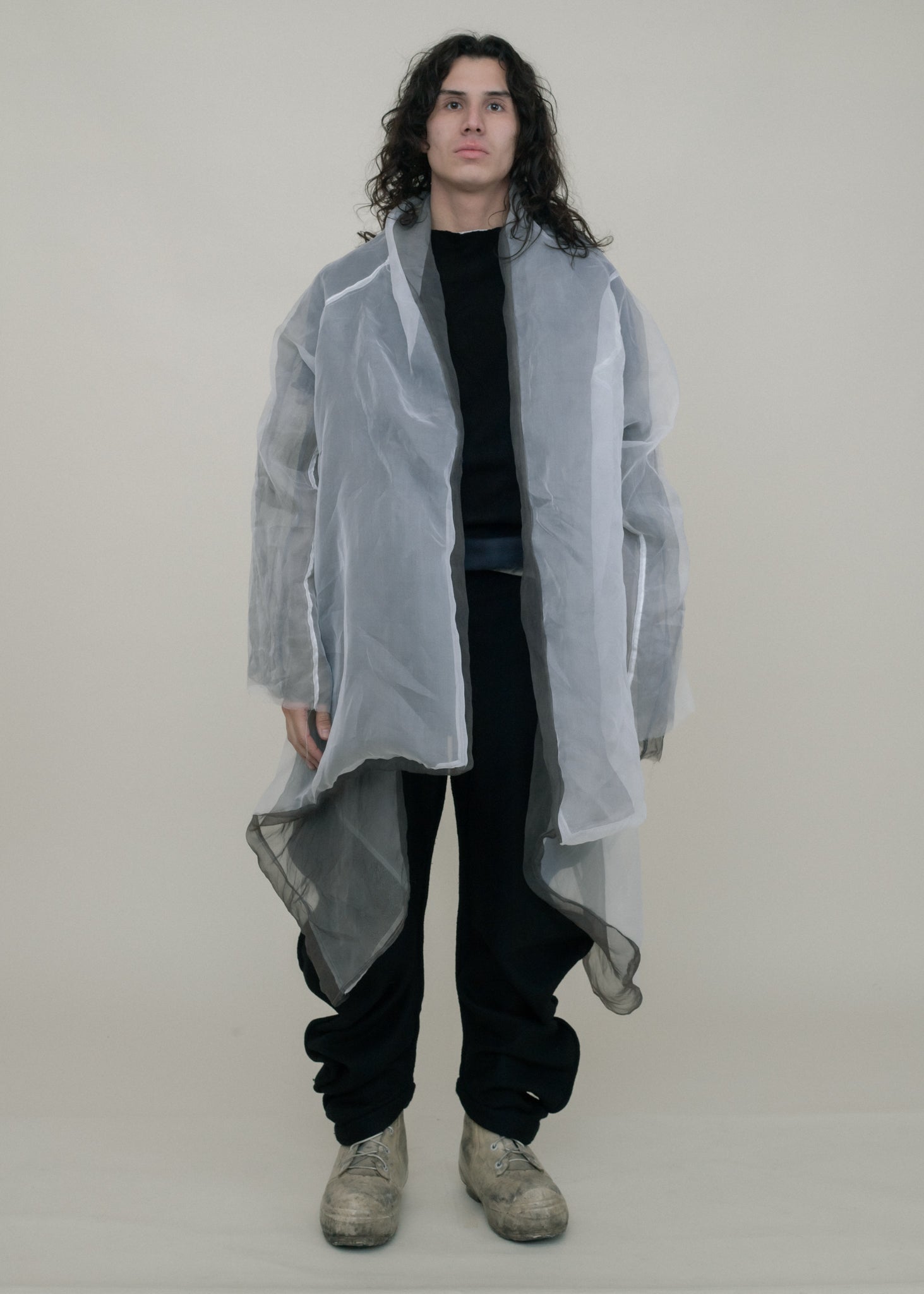 SAMPLE BLACK DIP DYED SILK ORGANZA SHELL