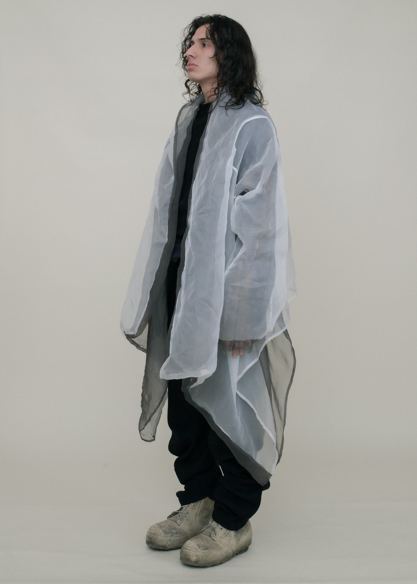 SAMPLE BLACK DIP DYED SILK ORGANZA SHELL