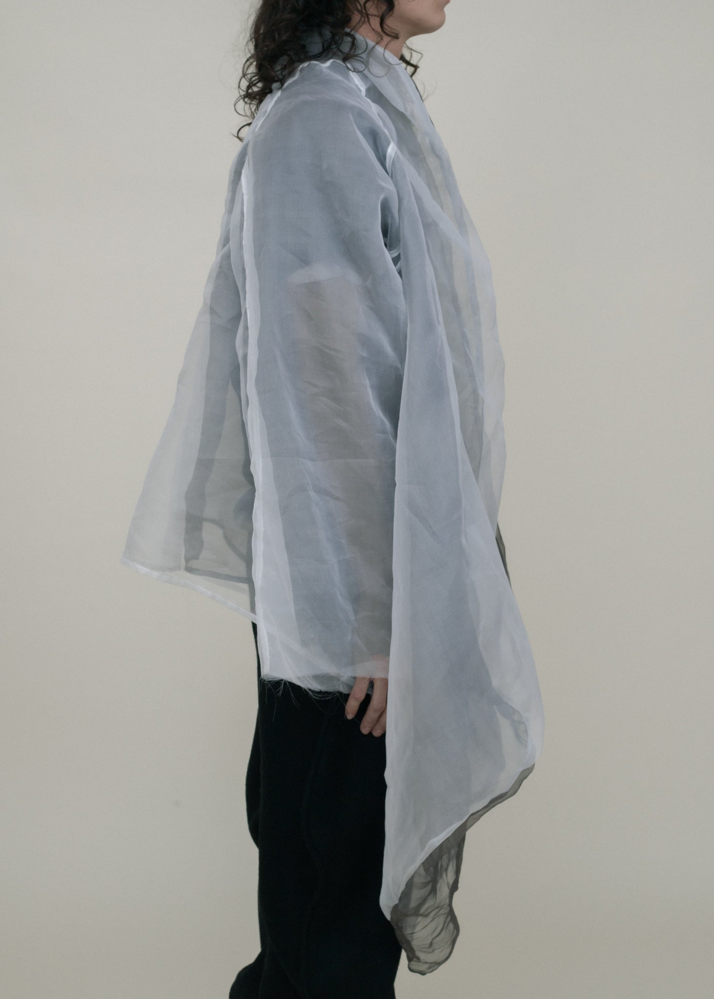 SAMPLE BLACK DIP DYED SILK ORGANZA SHELL
