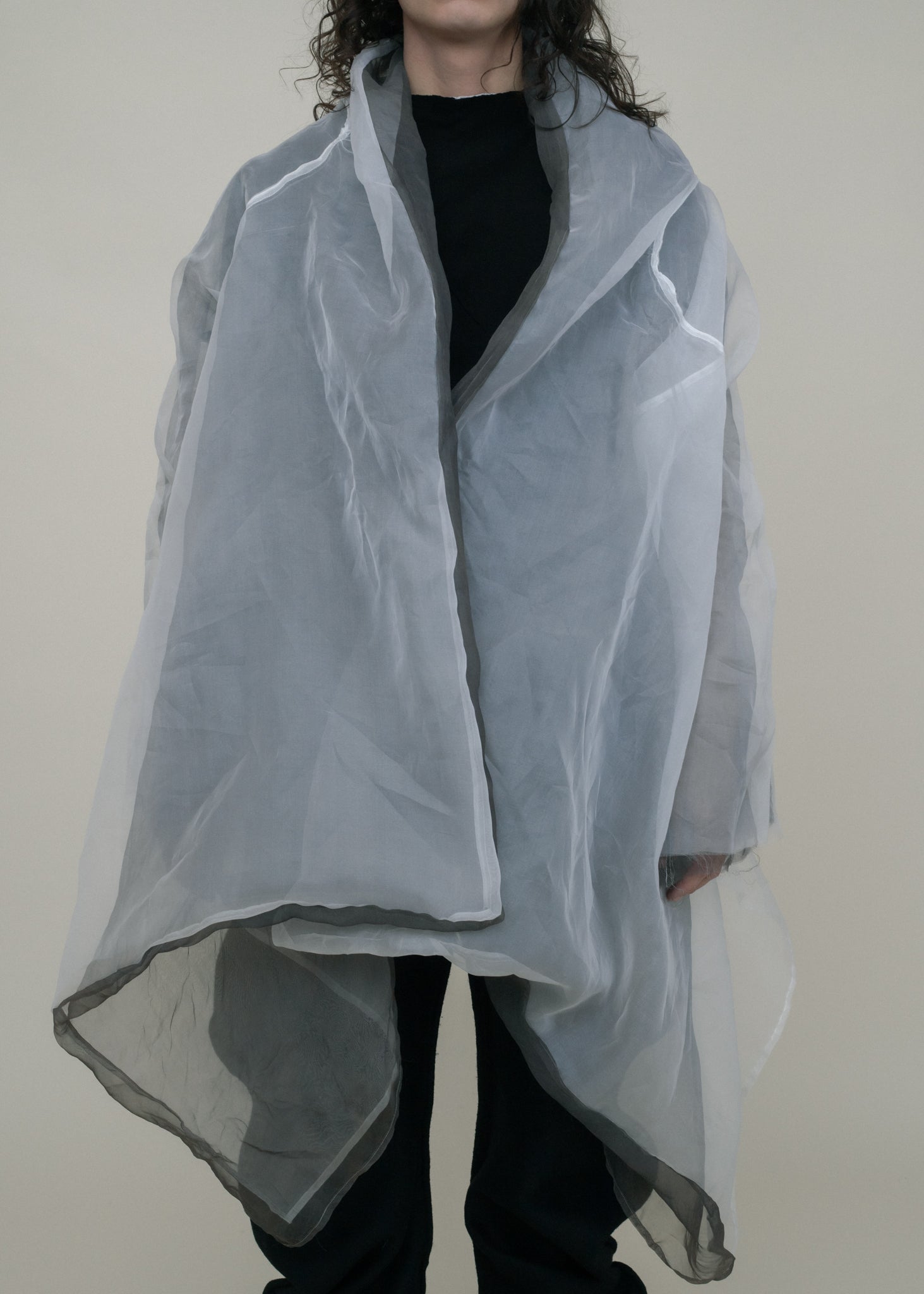 SAMPLE BLACK DIP DYED SILK ORGANZA SHELL
