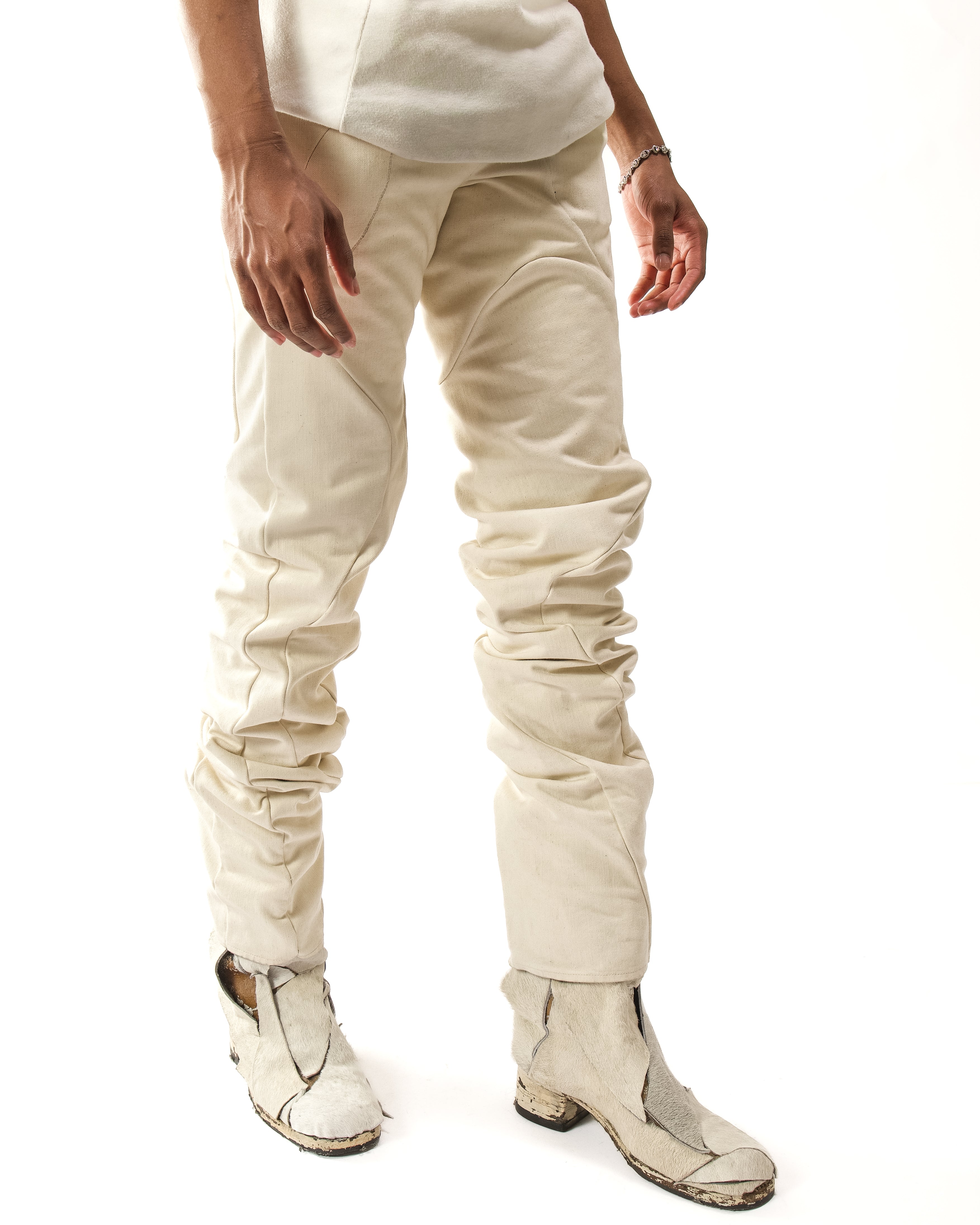 WAXED REVERSIBLE RAW EDGE ORGANIC JEANS