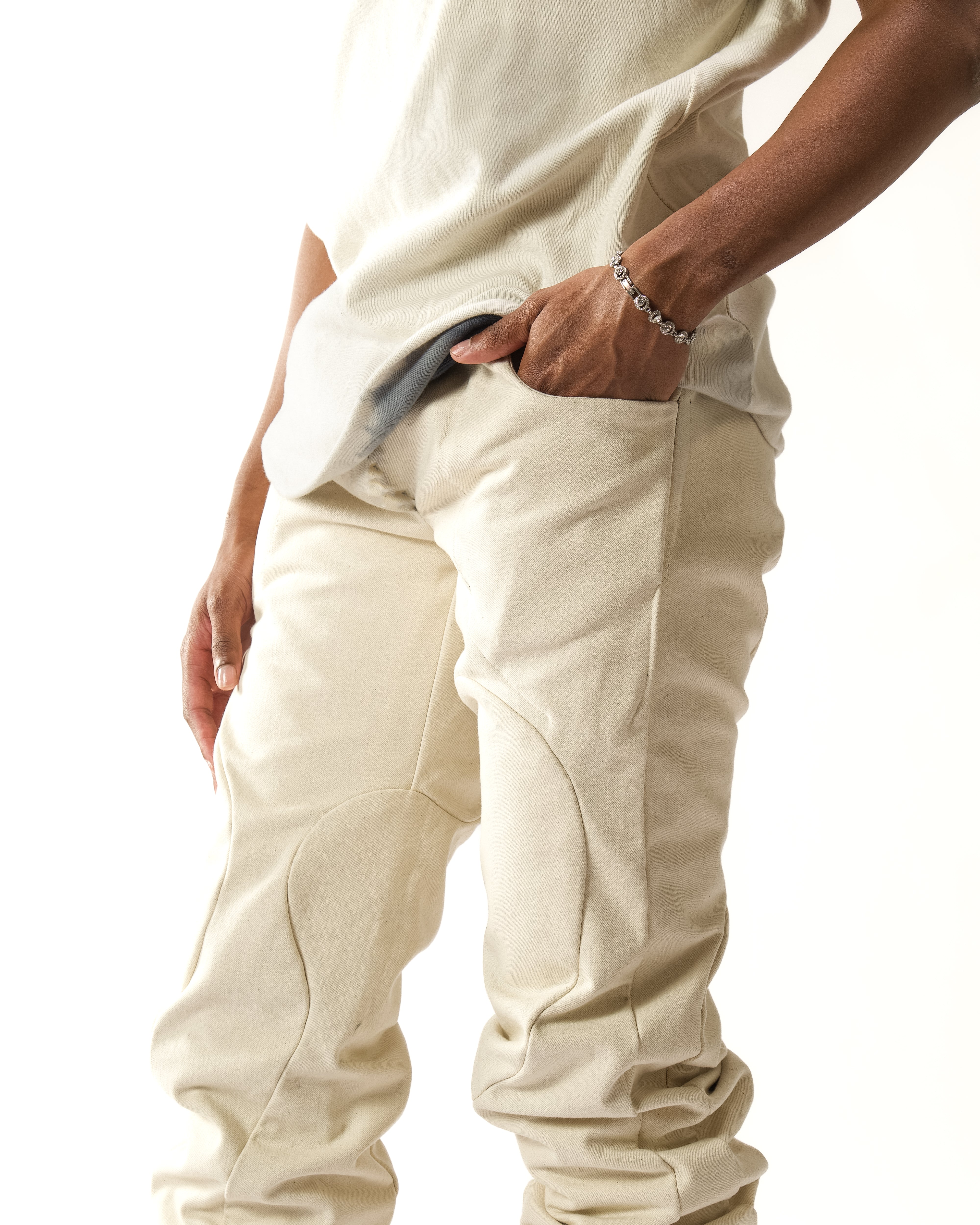 WAXED REVERSIBLE RAW EDGE ORGANIC JEANS