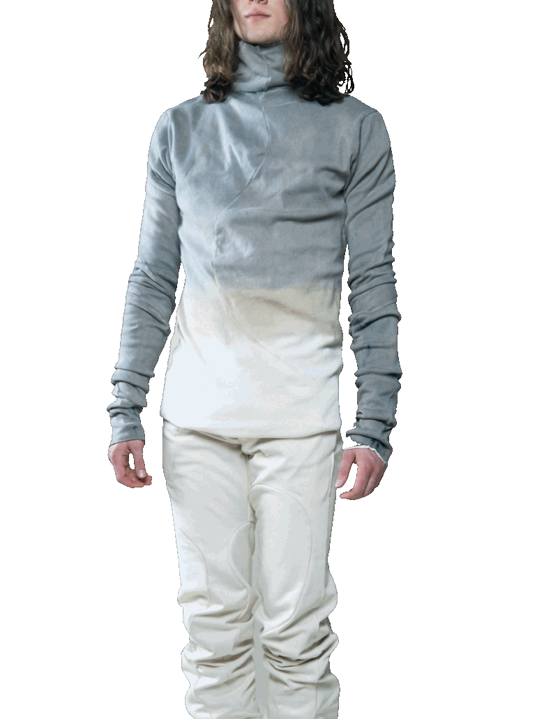 SAMPLE GREY DIP DYED REVERSIBLE TURTLENECK