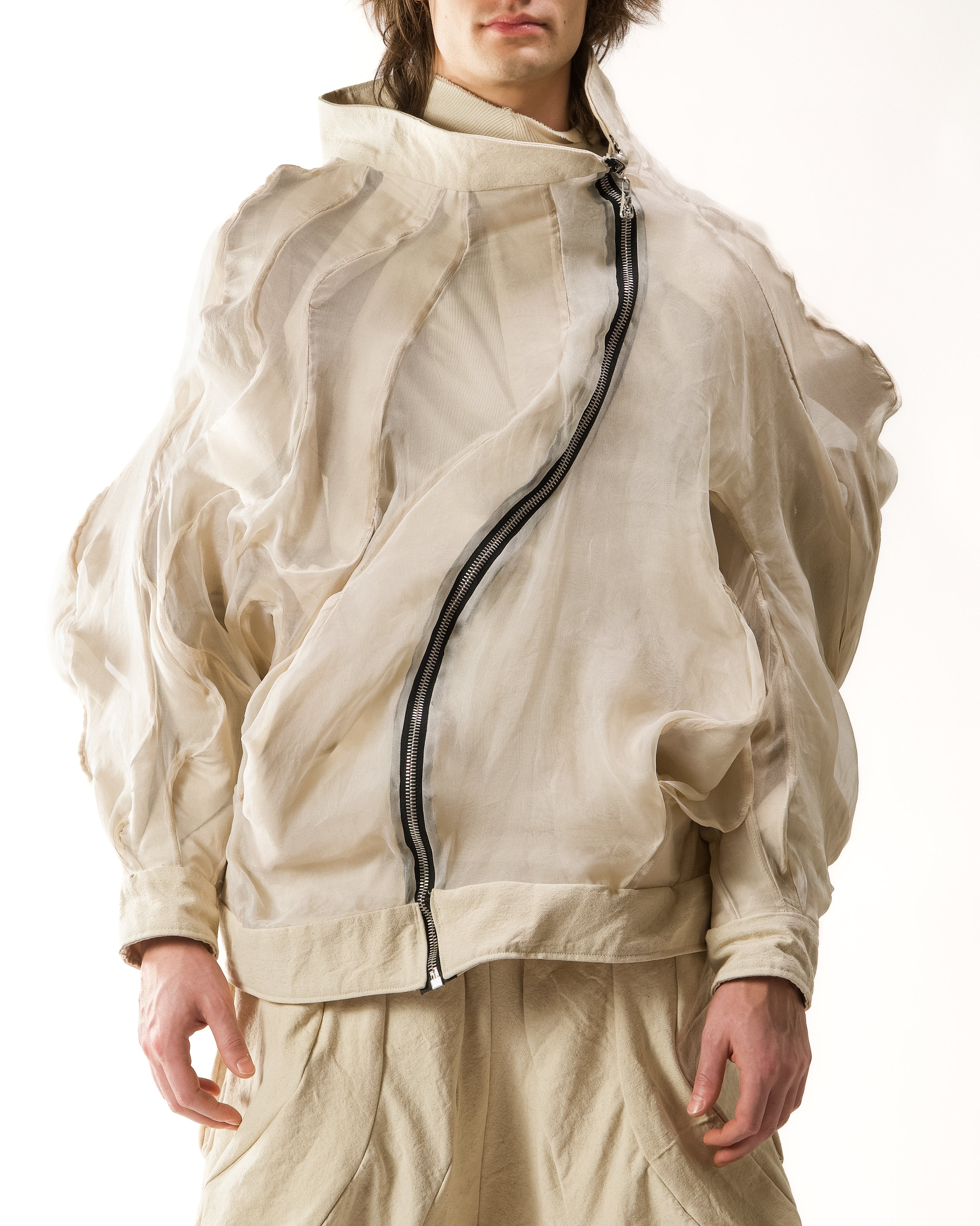 SAMPLE UNDYED REVERSIBLE SHEER POST HUMAN JACKET