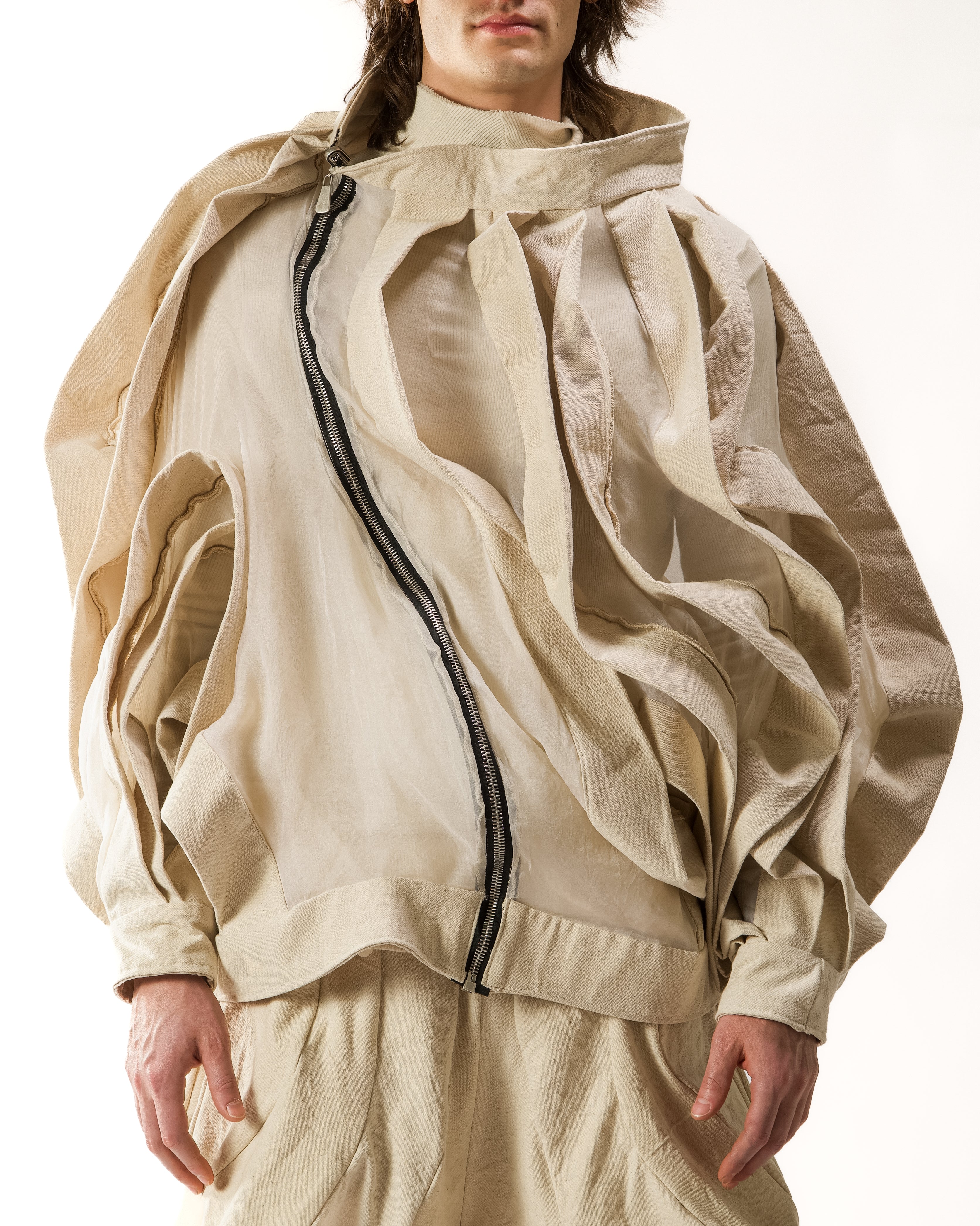 SAMPLE UNDYED REVERSIBLE SHEER POST HUMAN JACKET