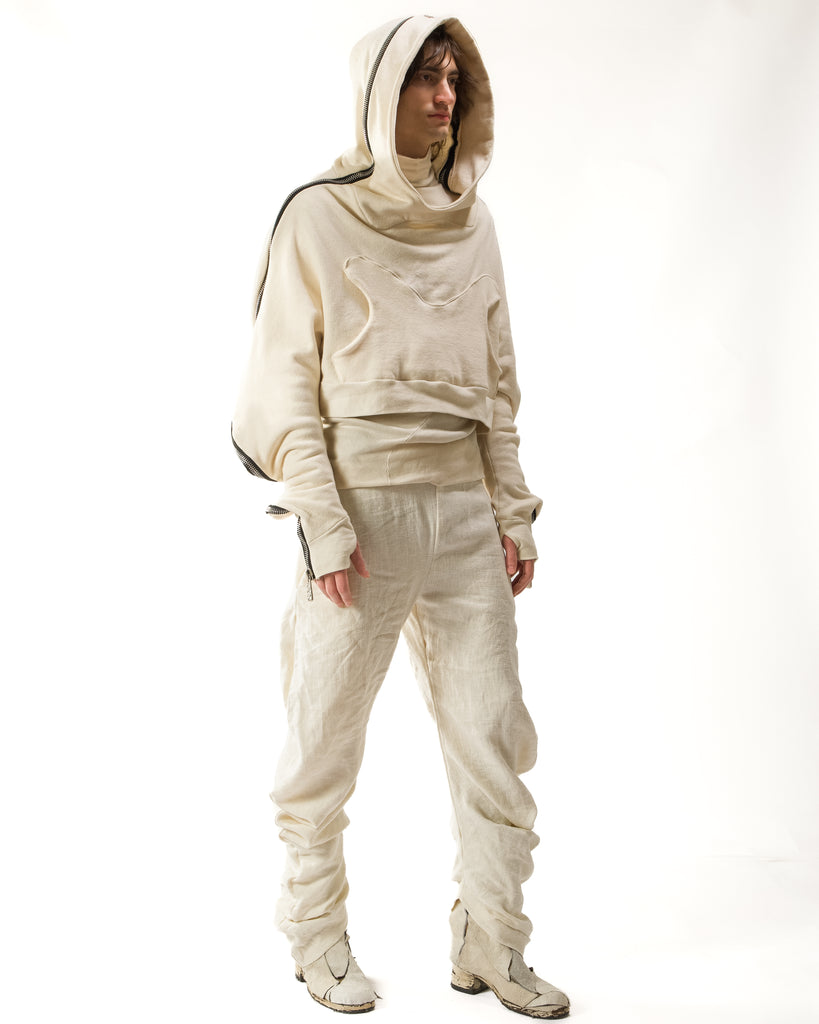 CROPPED UNDYED METAMORPHIC BUBBLE HOODIE