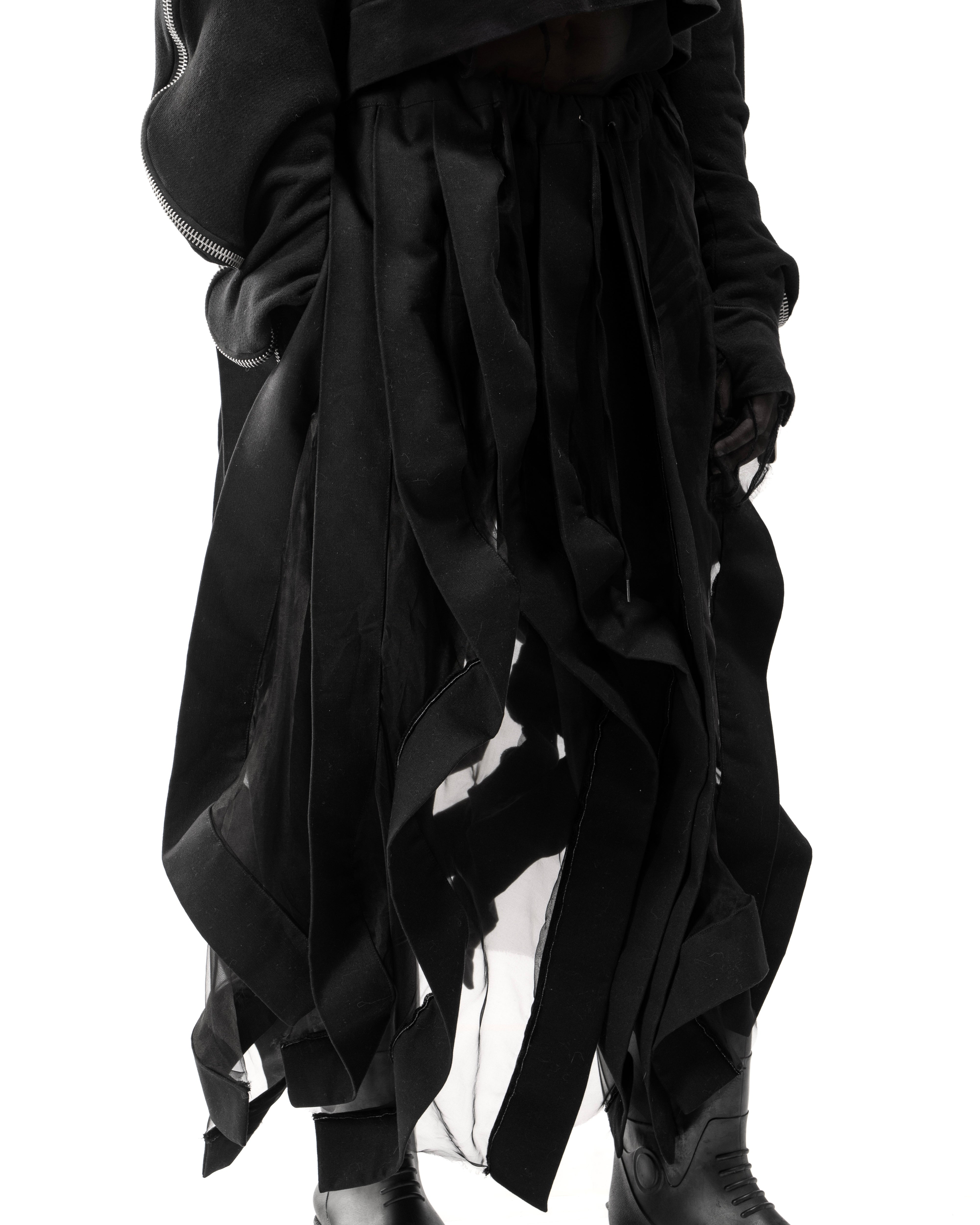 BLACK REVERSIBLE SHEER POST HUMAN SKIRT